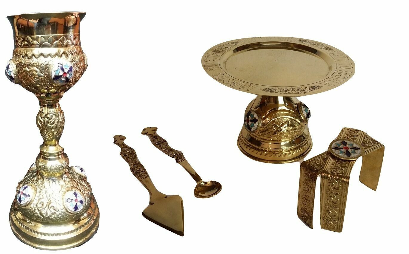 ChaliceSet - Orthodox church Shiny brass Chalice Set Complete