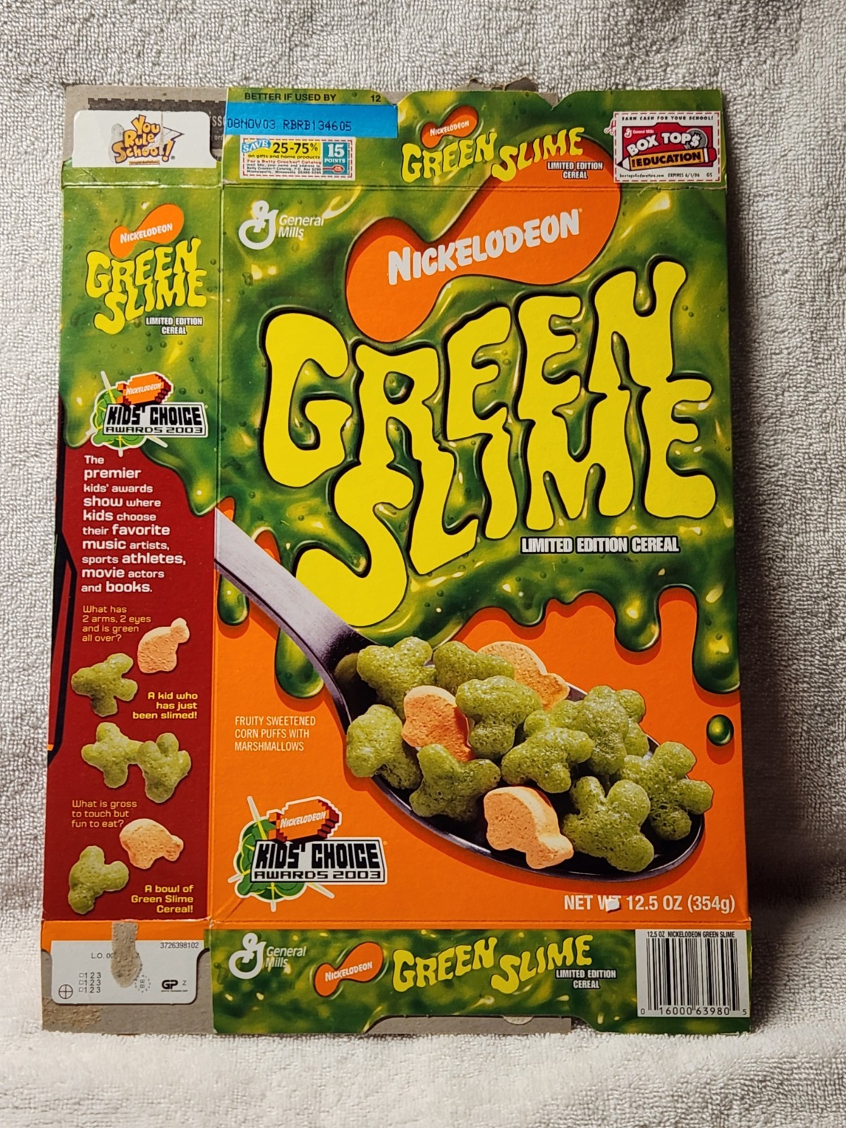 2003 General Mills Nickelodeon Green Slime Cereal Box Limited Edition Rare