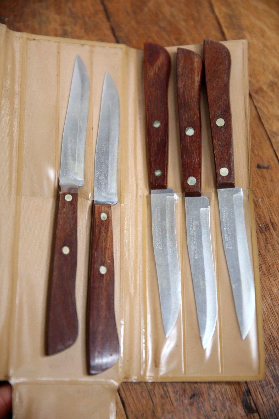 Vintage KEMPER THOMAS Steel Paring Knife Set GERMANY Leather Steer Horn Pouch