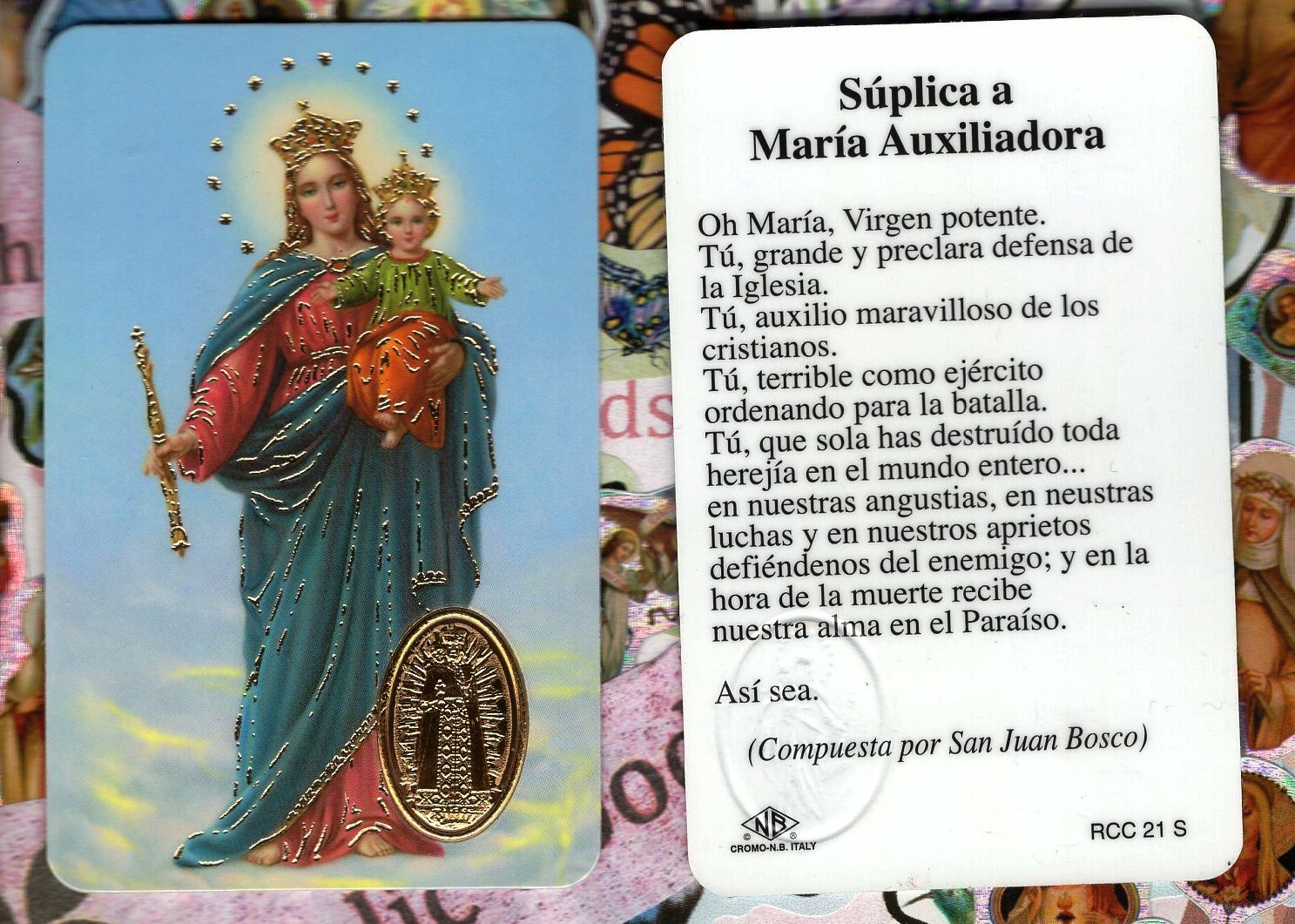 Suplica a Maria Auxiliadora - Spanish - Plastic stock Holy Card