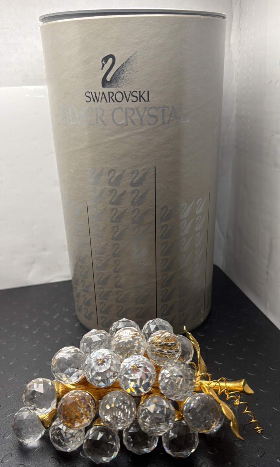 VTG Swarovski Crystal Large Grape Cluster Gold Stem Figurine Box 7550 20029: 8A3