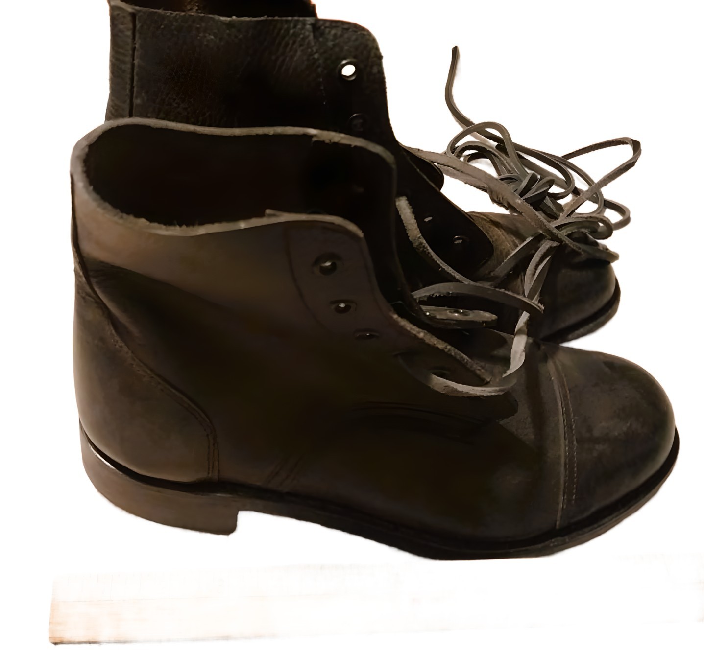 Reproduction WW2 British Army Black Ammo Pebble Leather Boots Size 9W