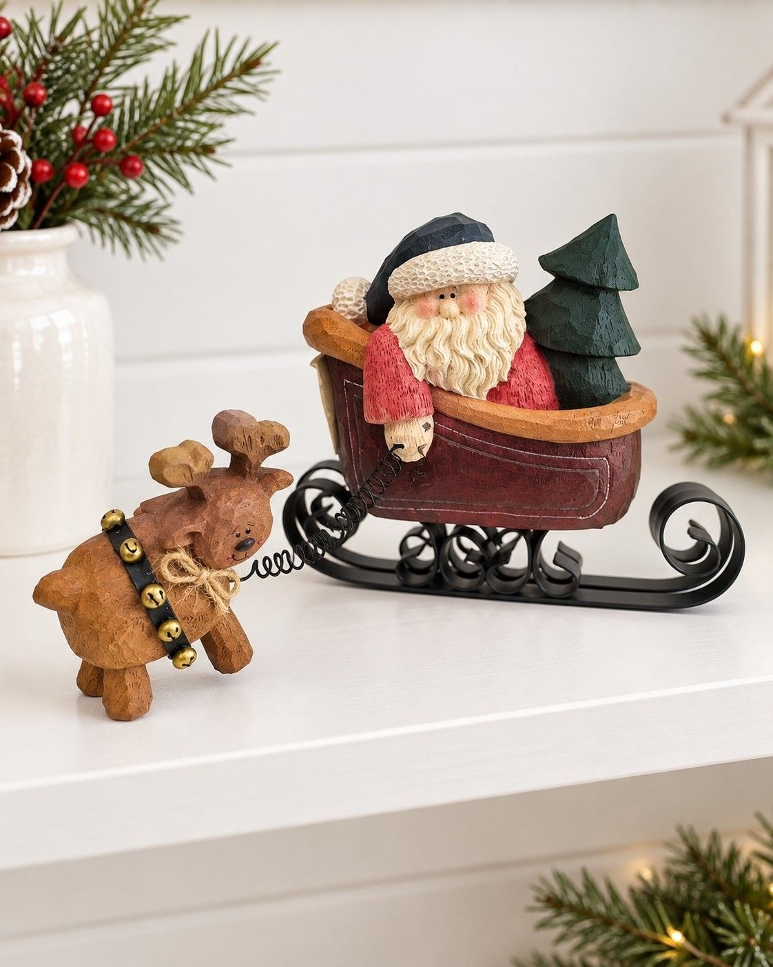 Vintage 1999 Crazy Mountain Santa Sleigh Reindeer Christmas XR3107