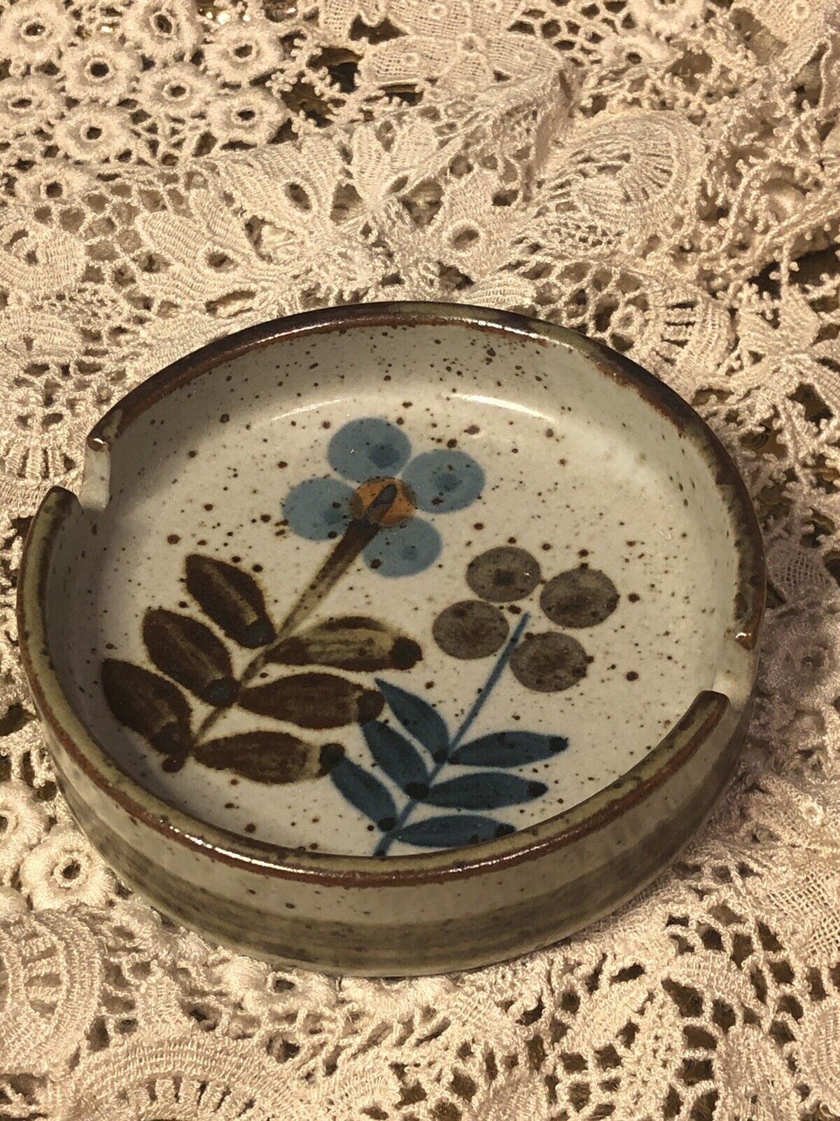 Retro 70”s Original OTAGIRI Speckled Ceramic Stoneware Floral 3.5”