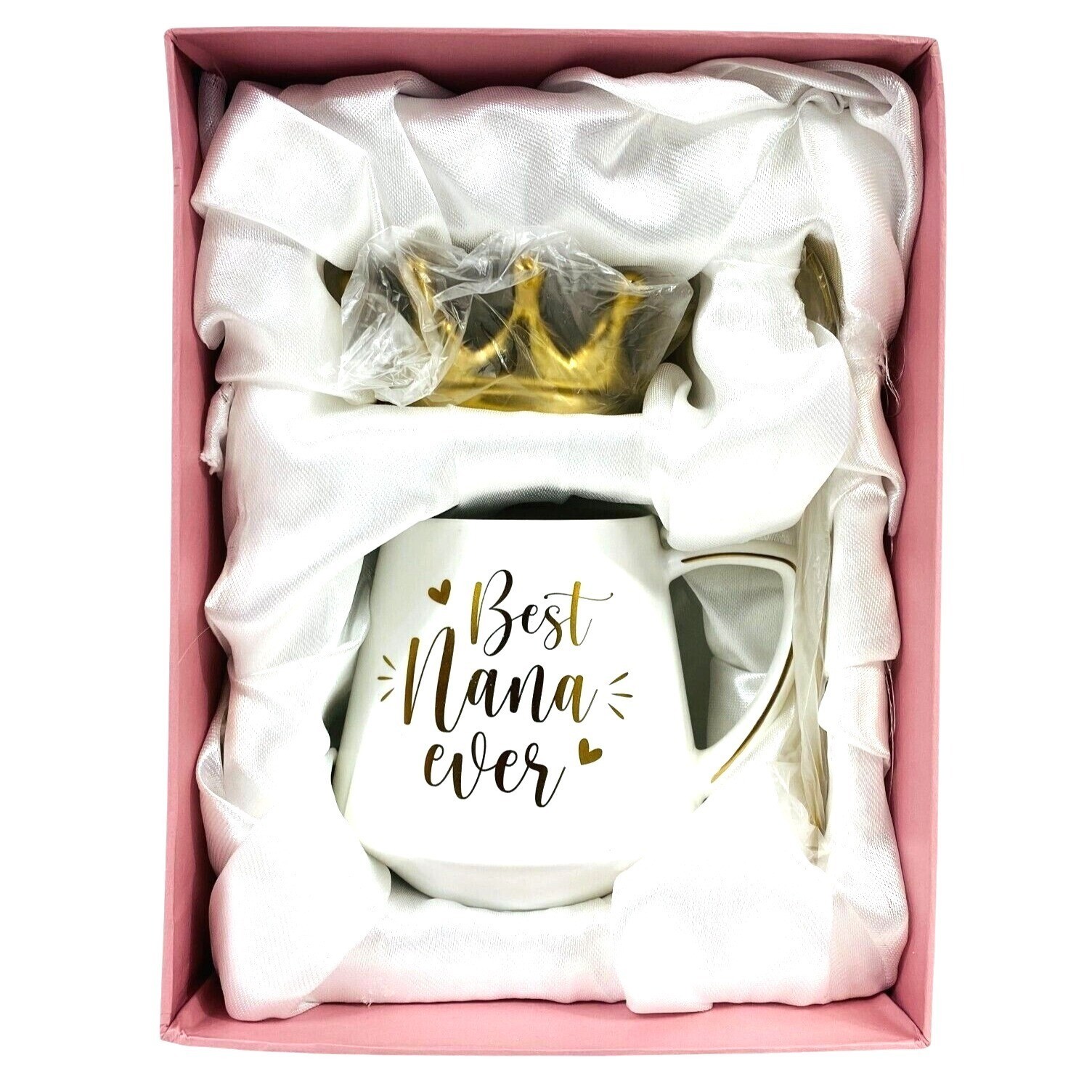 Best Nana Ever Coffee Mug Gold Crown & Spoon Gift Set By Mayicivo White/Gold New
