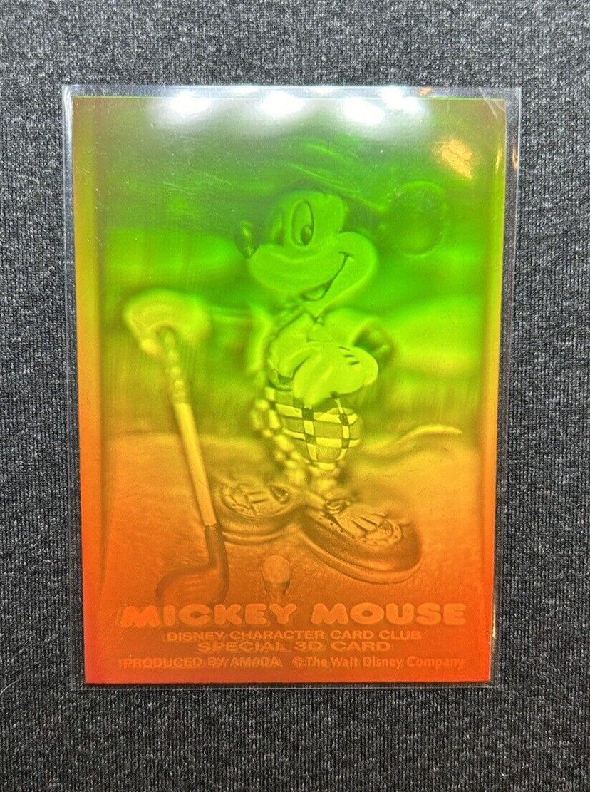 Vintage 90s Amada Disney MICKEY MOUSE GOLFER Holo 3D Club Card Vintage 90s Amada Disney MICKEY MOUSE GOLFER Holo 3D Club Card