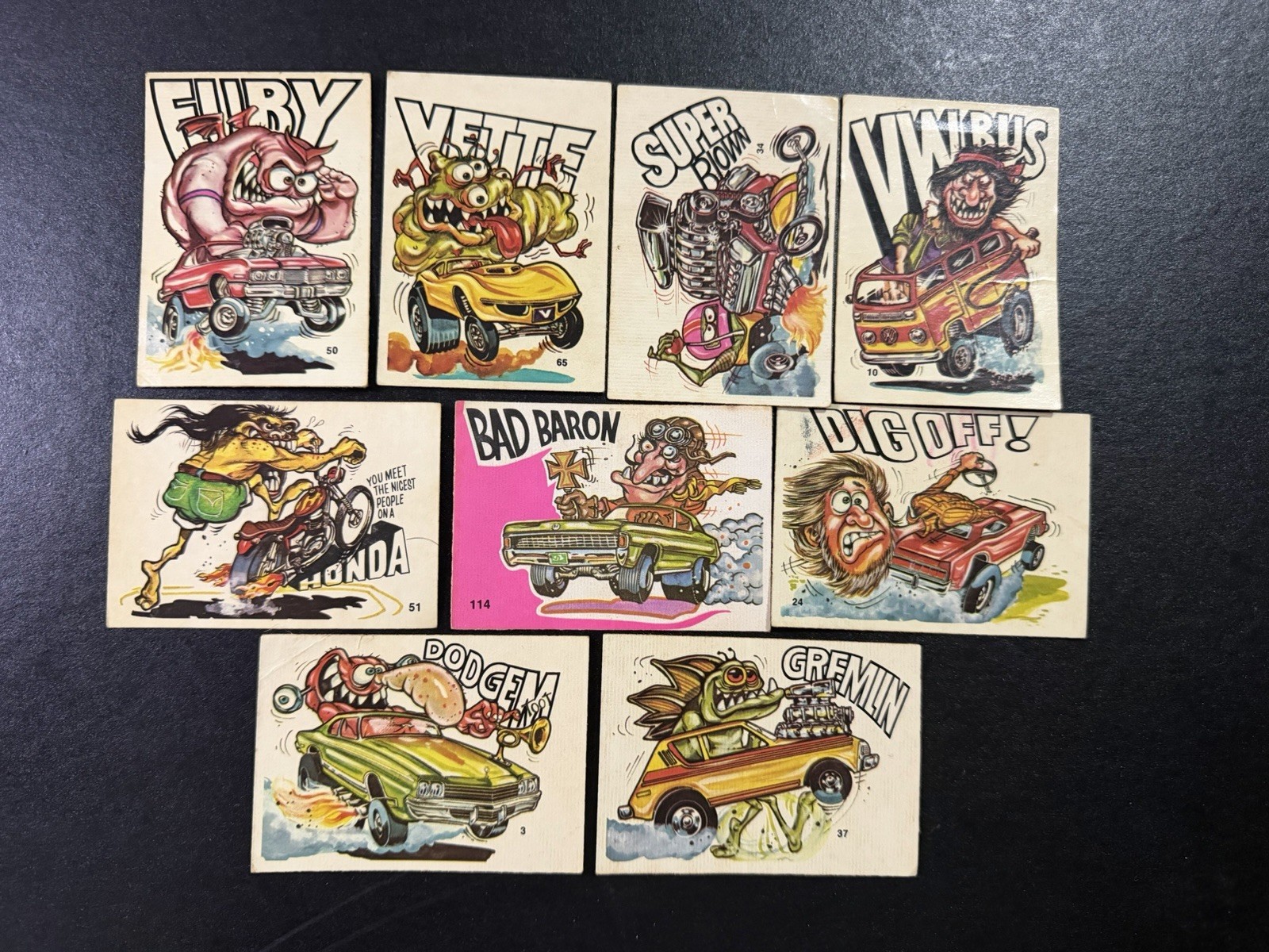 Vintage Lot of 9 Funny Hot Rod Monster Car Stickers Decals As-Is 