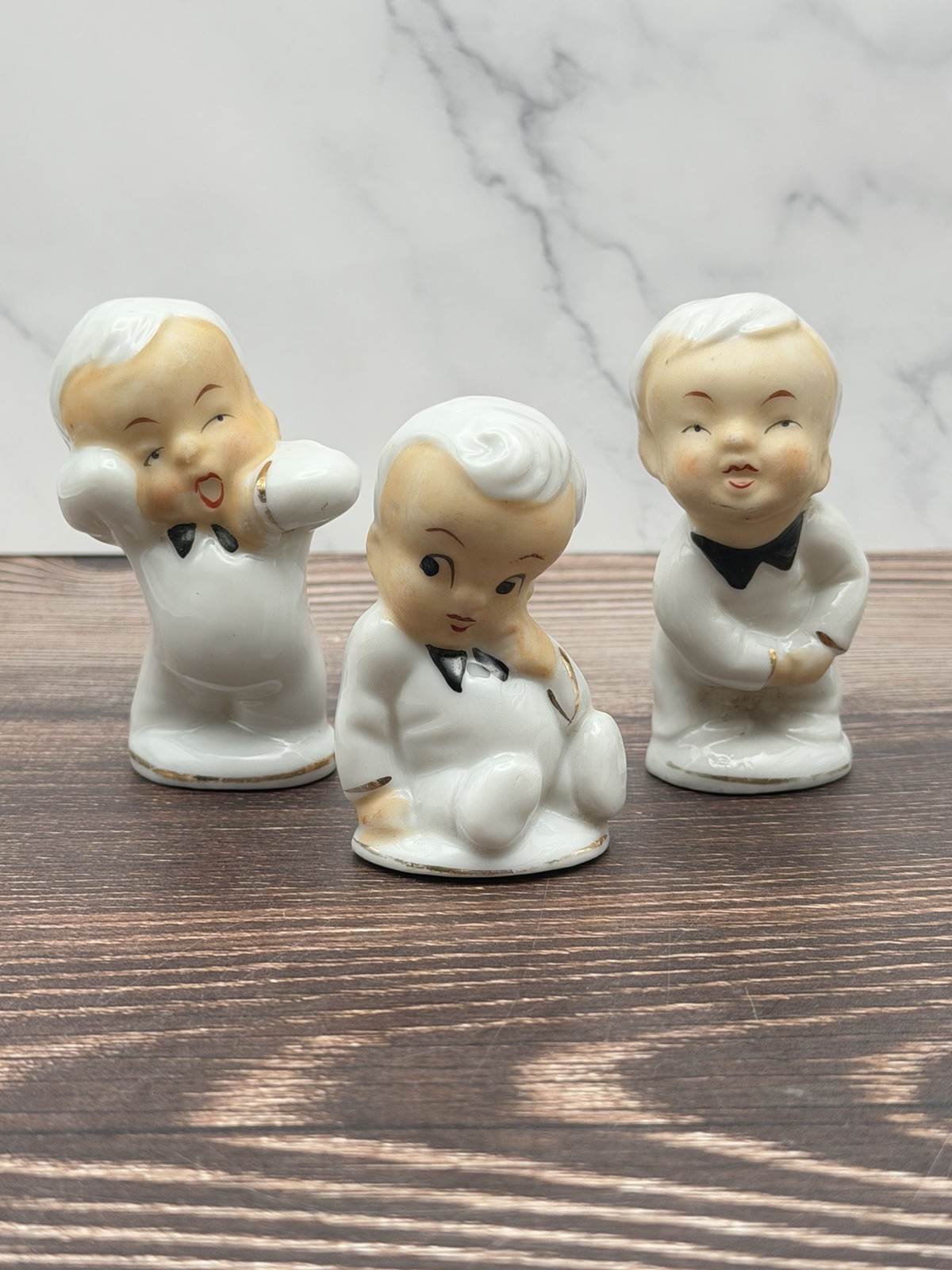 Vintage Mischevious Choir Boy Ceramic Figurines Set of 3 Made in Japan