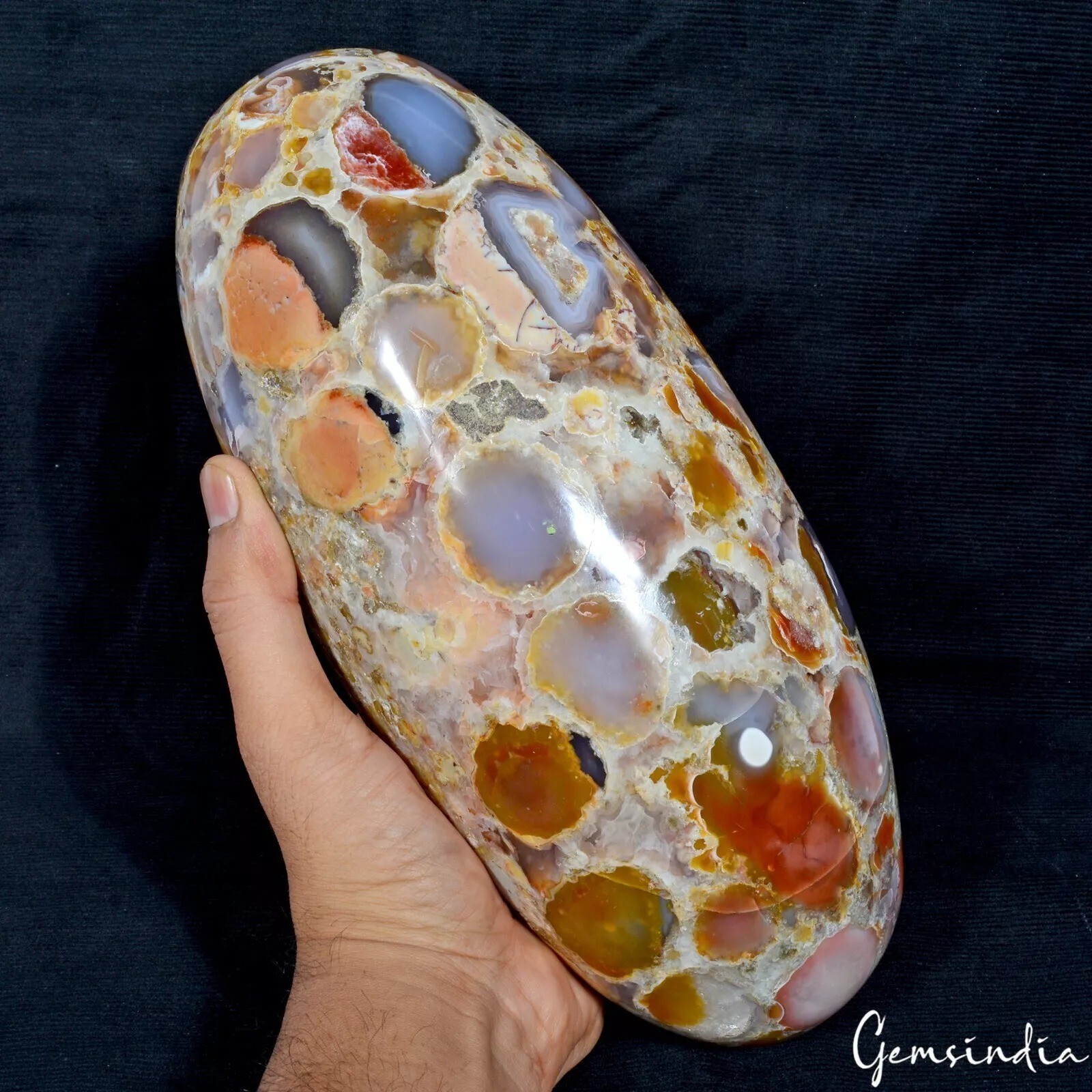 Best Quality 5.4Kg Leopard Skin Jasper Handmade Huge Oval Cab Healing Gem Lingam