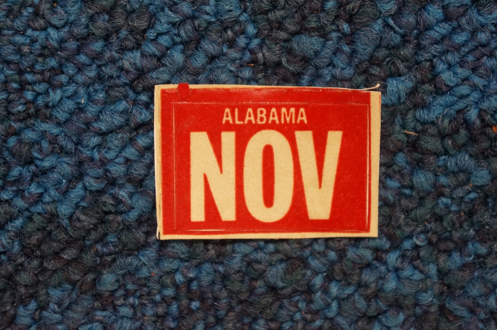 MARCH 2002-2020 Alabama License Plate Validation Sticker White on Red Decal
