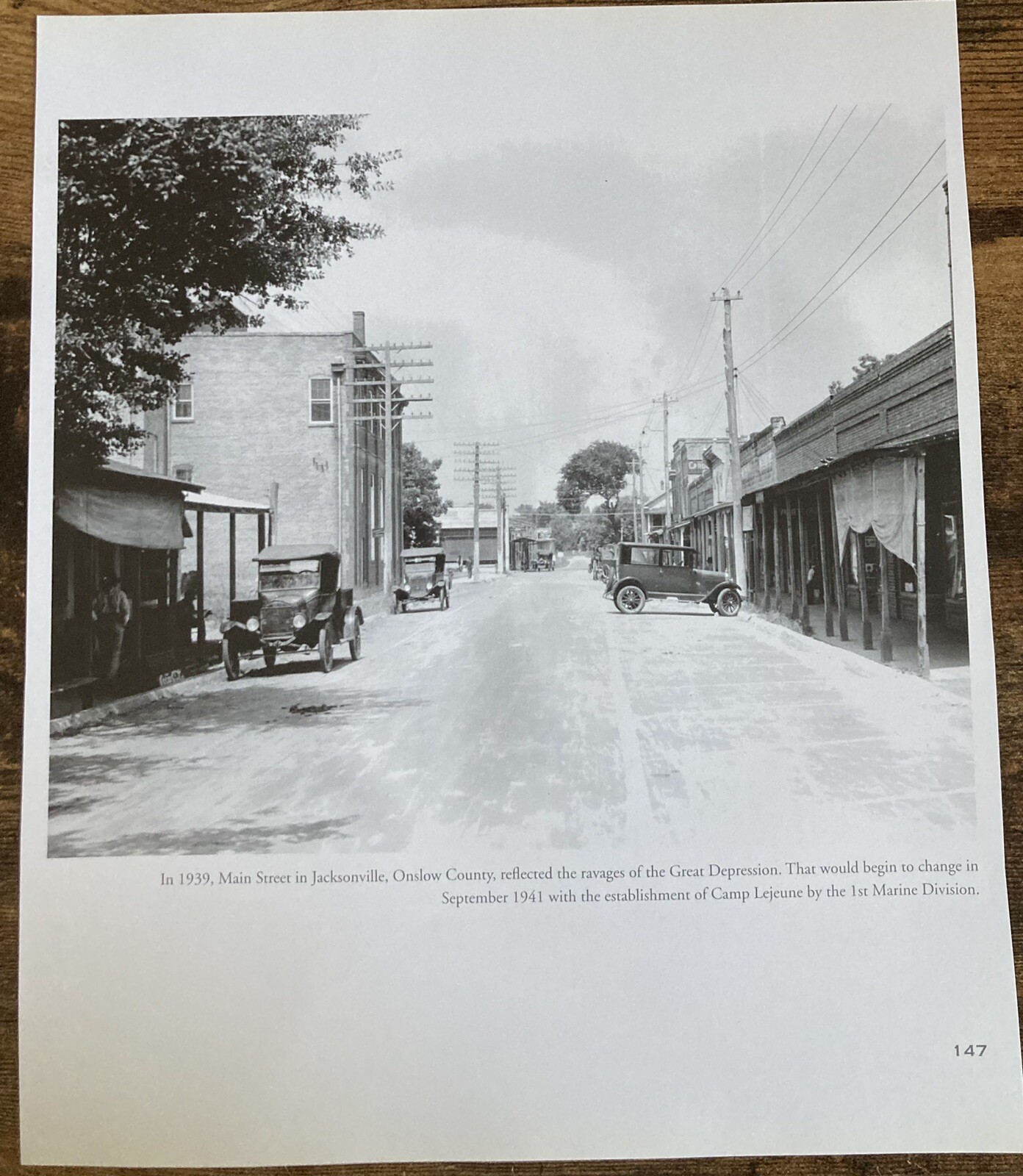 Book Clipping Photo Jacksonville NC Main Street 1939 Onslow County