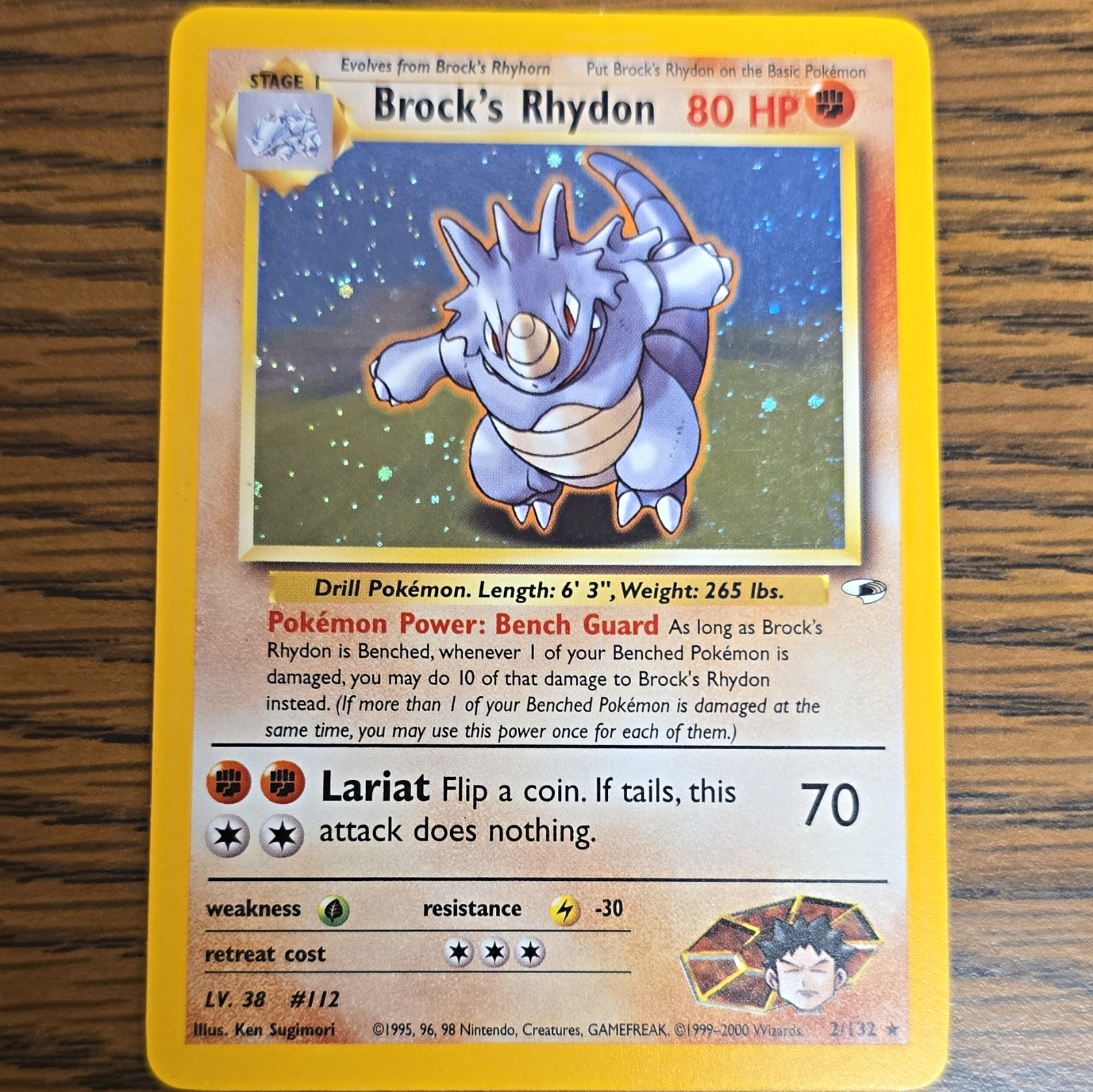 Pokémon Brock's Rhydon Holo 2/132 Gym Heroes English 2000 Wizards Sugimori Pokémon Brock's Rhydon Holo 2/132 Gym Heroes English 2000 Wizards Sugimori