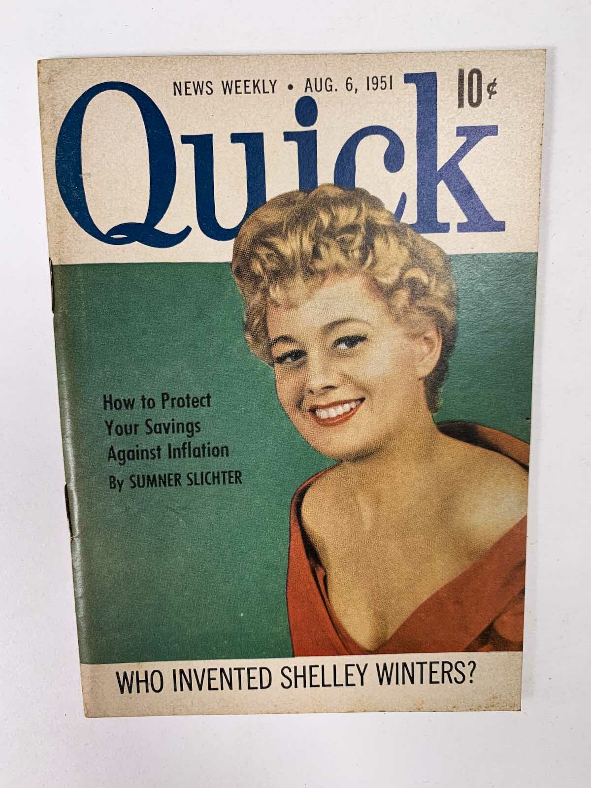 Quick News Weekly Magazine August 6 1951 cover Shelley Winters
