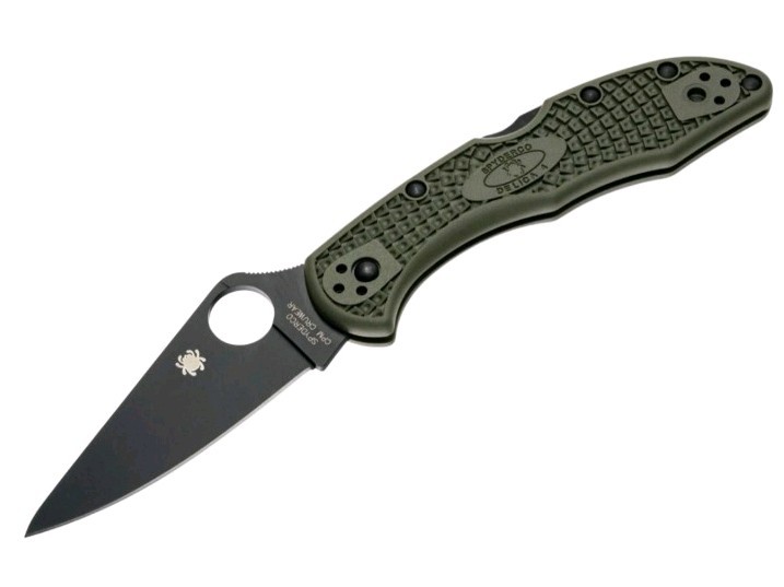 🔥⚫🟢Spyderco DLT Exclusive Delica 4 LW C11FPCWODBK  OD Green FRN  Black CruWear