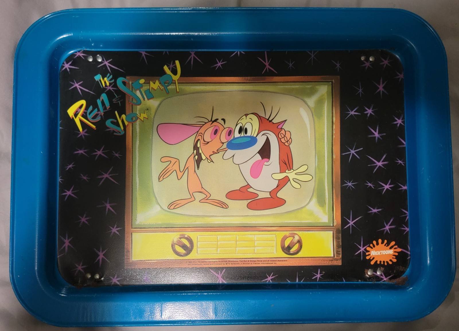Vintage 1992 - The Ren & Stimpy Show TV Lap Tray - Nickelodeon Nicktoons Metal Vintage 1992 - The Ren & Stimpy Show TV Lap Tray - Nickelodeon Nicktoons Metal