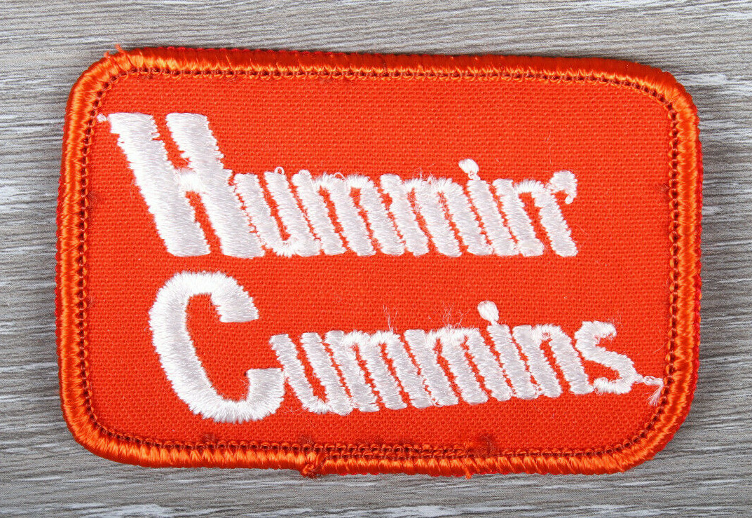Vintage Hummin’ Cummins Patch Engine Trucking Iron On Orange 3 x 2