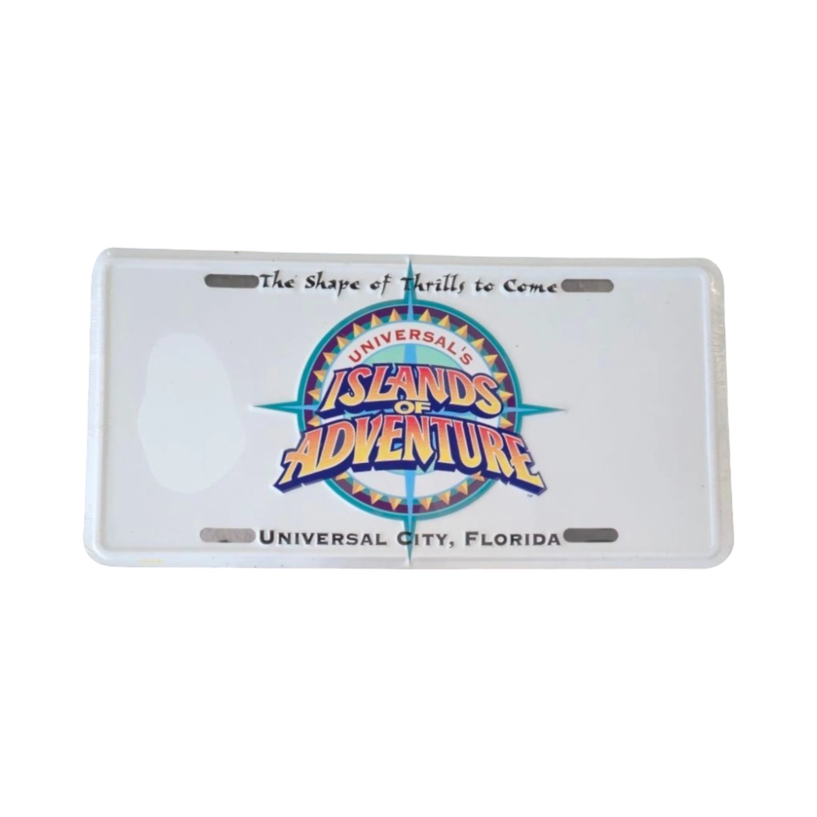  Universal Studios Islands of Adventure  Shape Of Thrills  License Plate Vintage