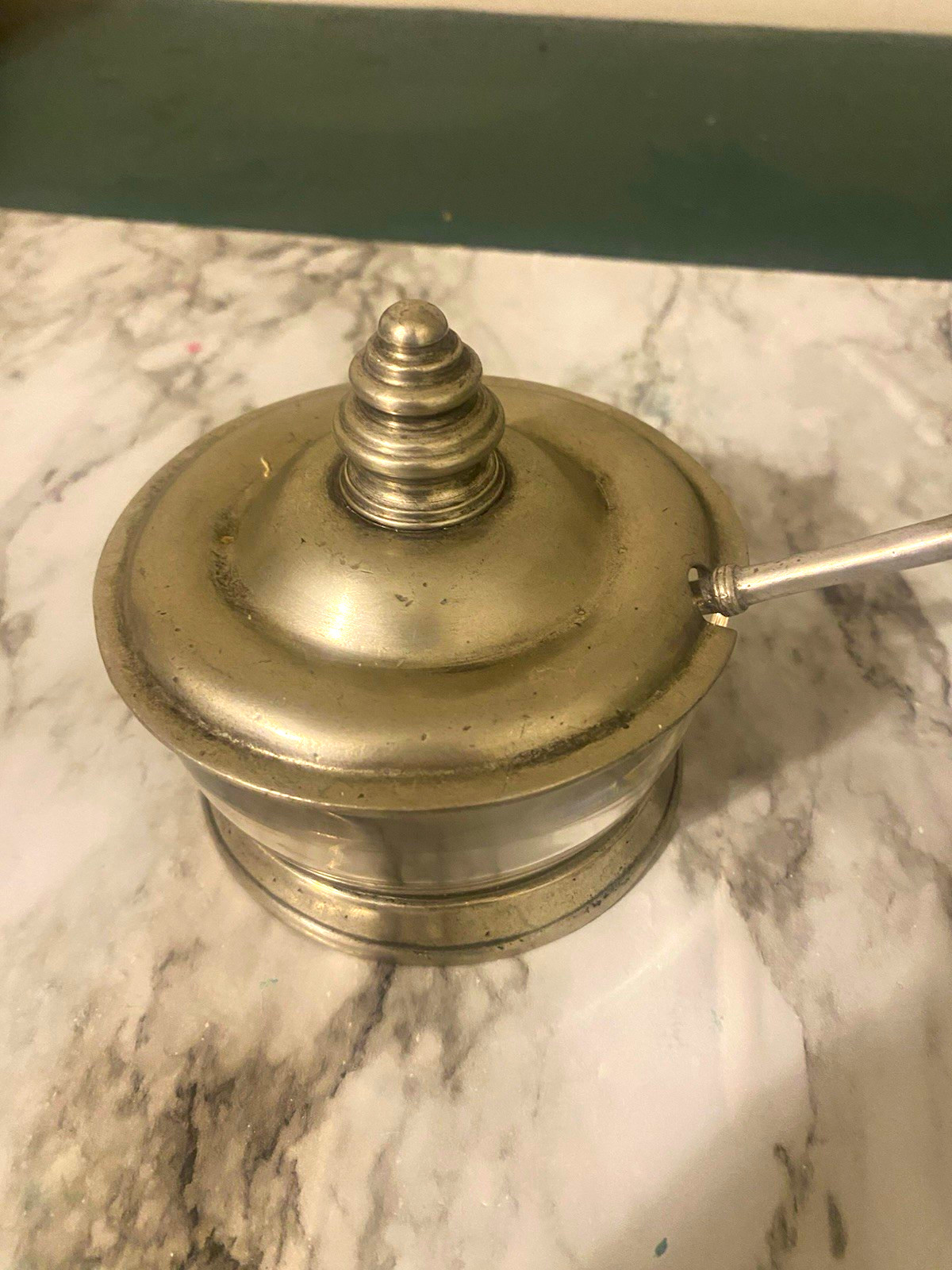 Arte Italica Made in Italy Glass Jar with Pewter Lid and Spoon