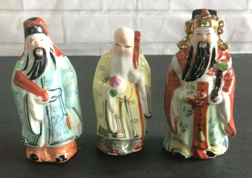 Three Goddesses Fuk, Luk ,Sau / Feng Shui Gods of Wealth, Luck, Longevity
