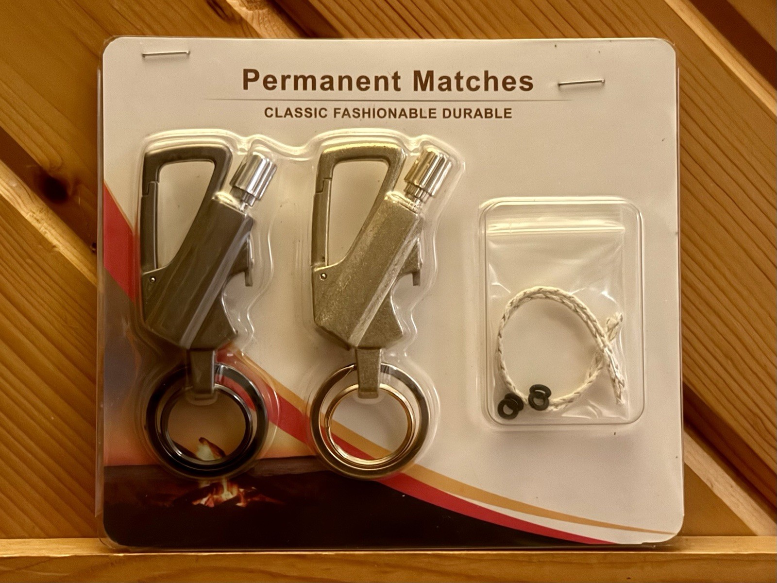 YUSUD 2-Pack Permanent Match Carabiner Keychain Flint Fire Starter Bottle Opener
