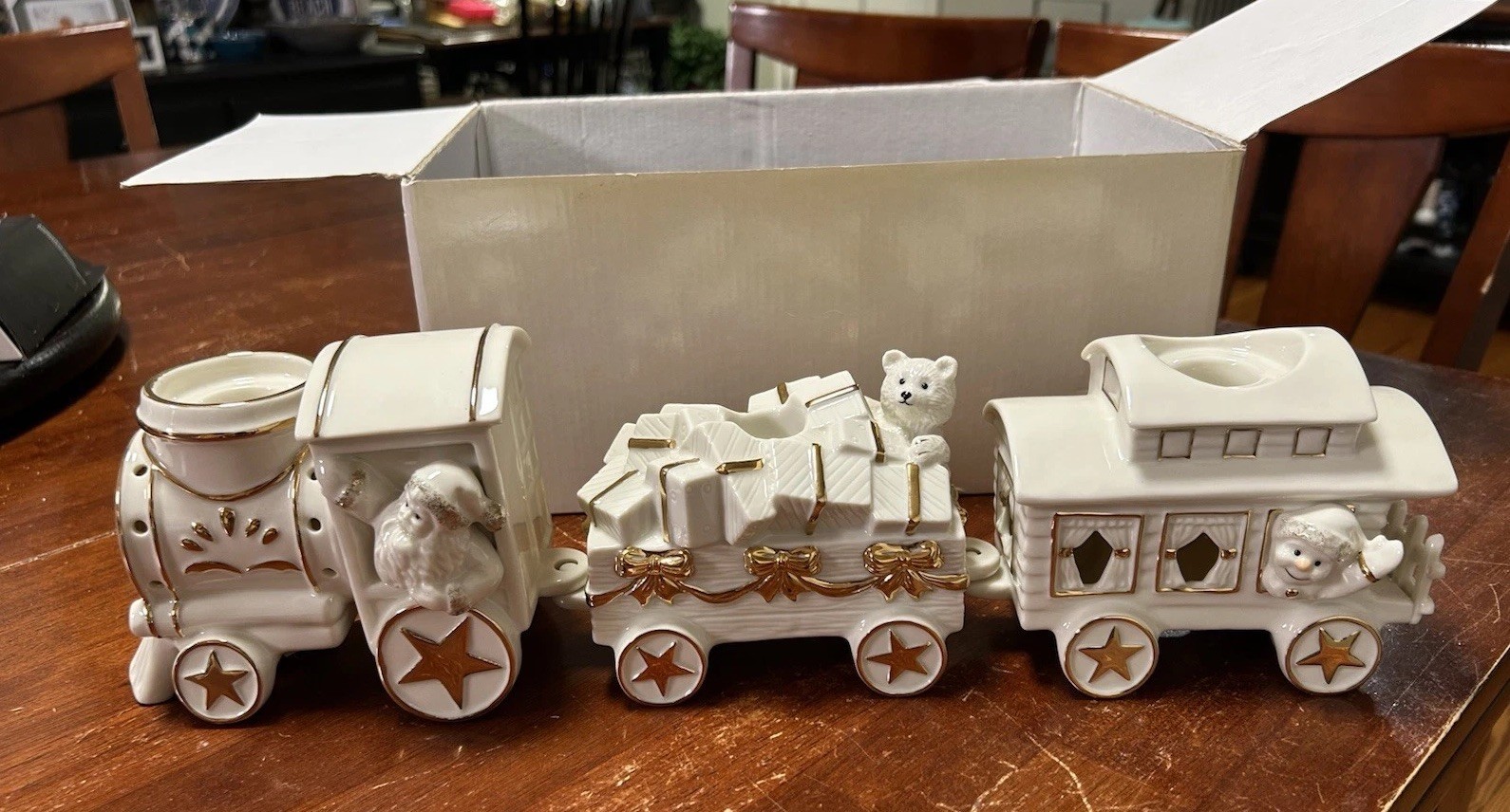 Mikasa FK001/806 3 Piece Train Set White Christmas Holiday Elegance - Open Box
