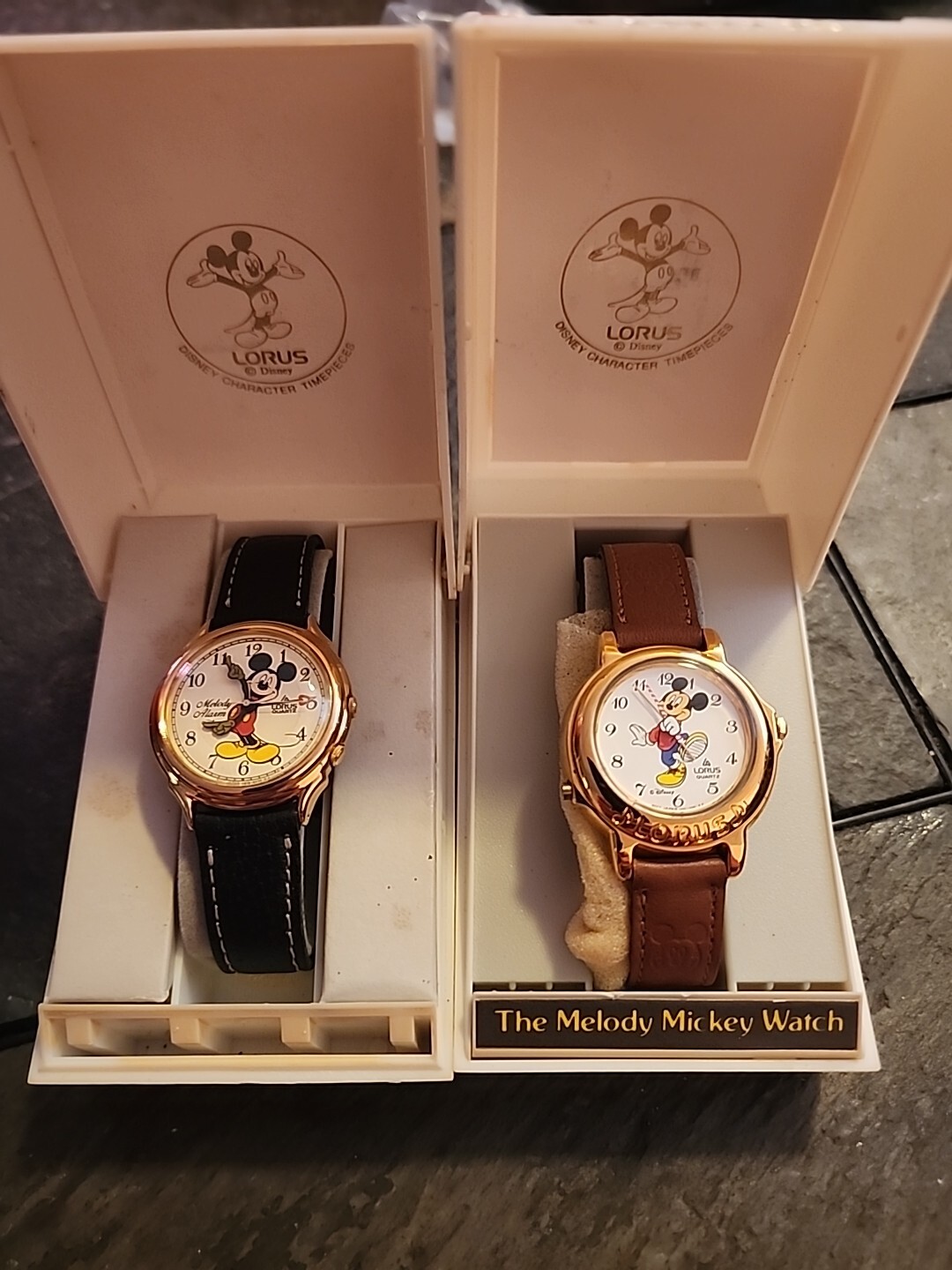 Vintage 2 lot, Disney The Melody Mickey Watch Lorus Quartz (with Box)