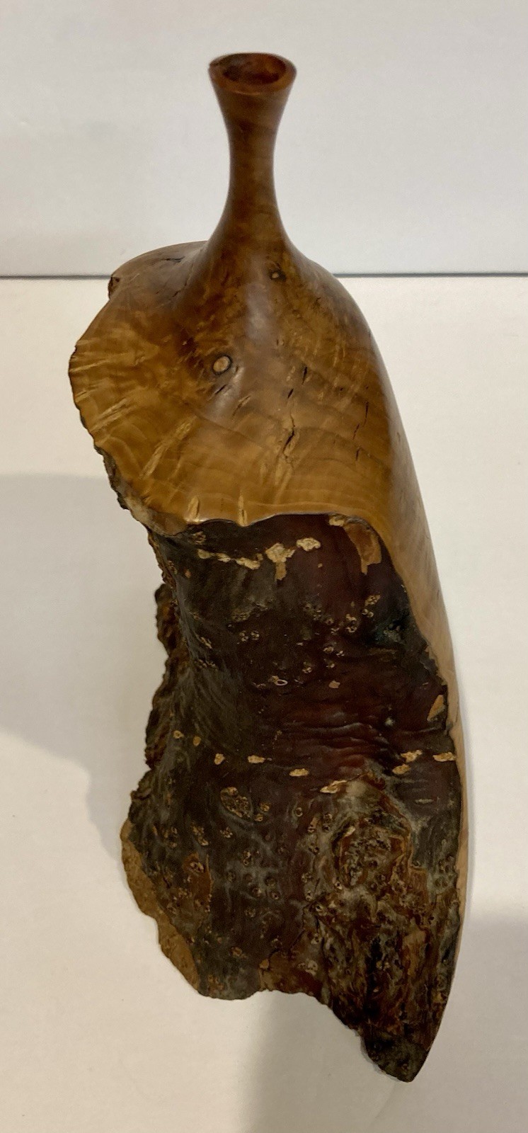 1977 Doug Ayers Large Walnut Burl Weed Pot Live Edge Sculptural Studio Wood Art