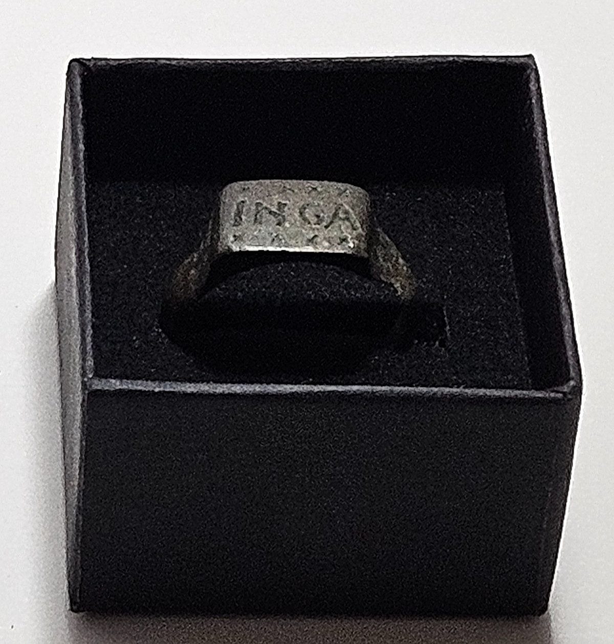 AUTHENTIC MEDIEVIL BRONZE RING WITH (INGA) AND SALTIRES 14th-16th CENTURY AD.