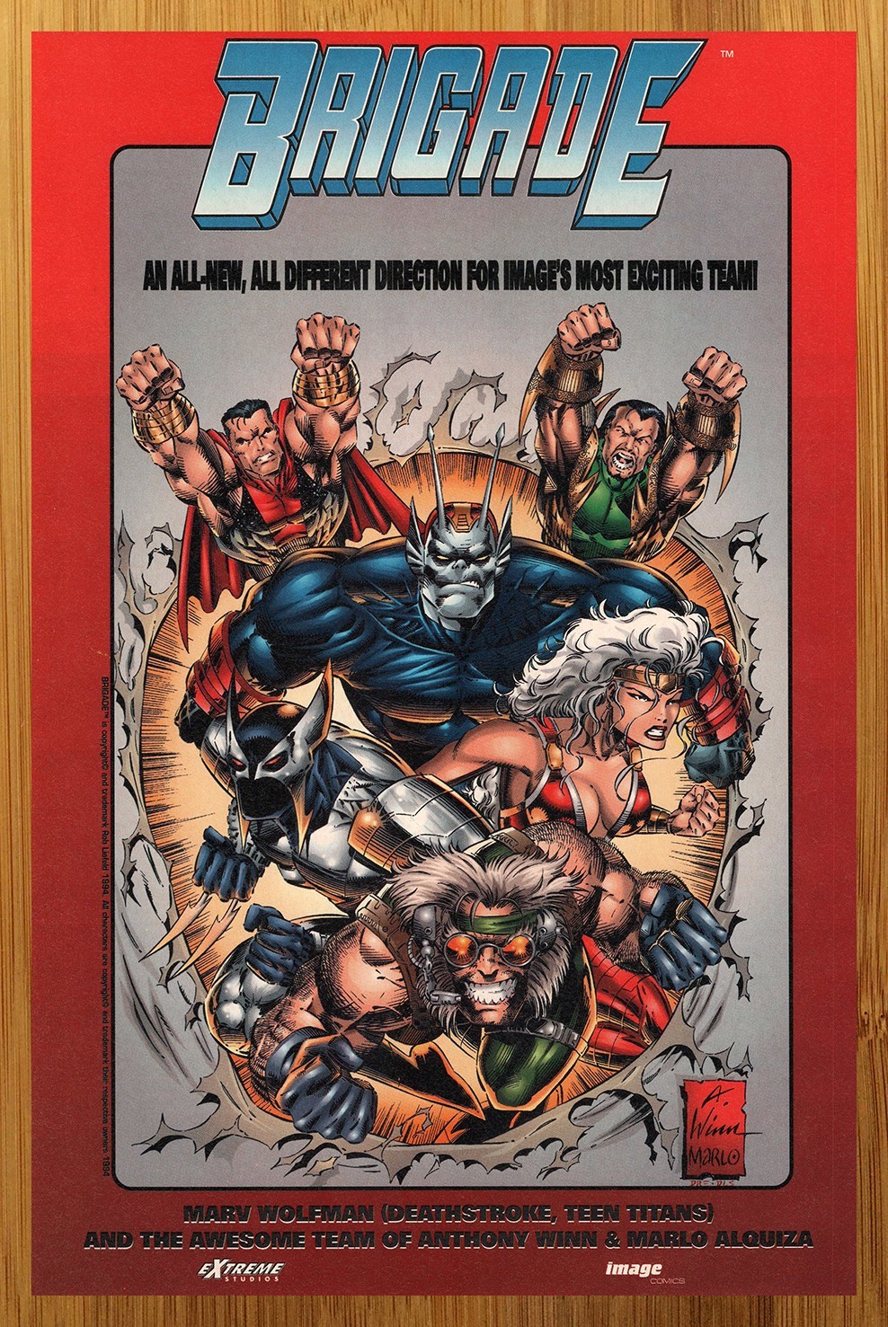 1994 Extreme/Image Comics Brigade Print Ad/Poster Rob Liefeld Anthony Winn Art