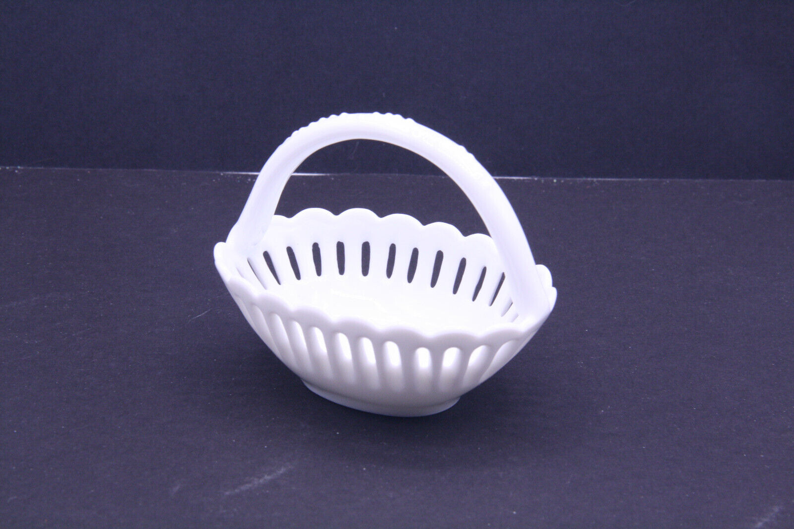 Vintage Porcelain Miniature Basket White 2.75\
