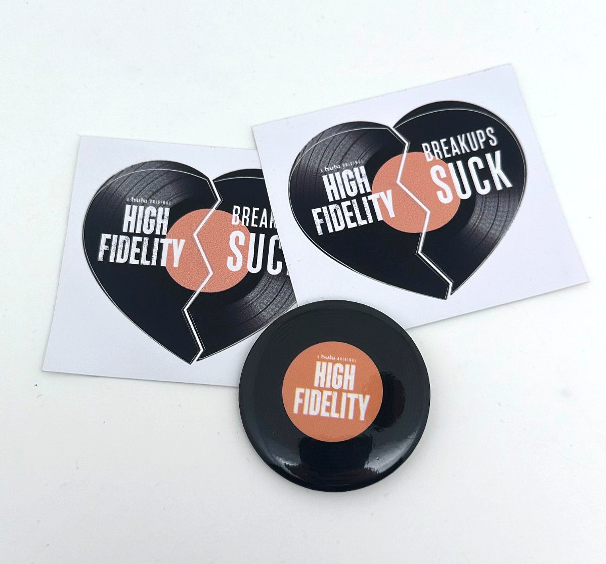 High Fidelity Button and Sticker Lot Zoe Kravitz Hulu Original Breakups Suck