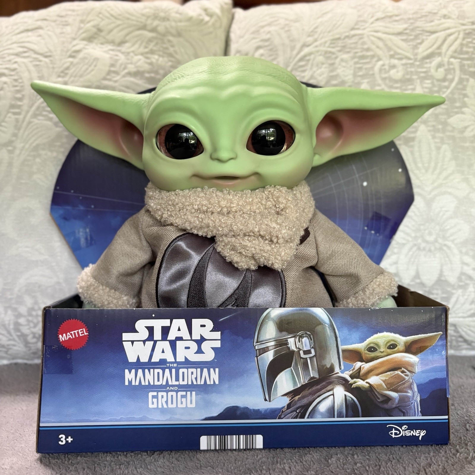Star Wars Grogu Baby Yoda Plush Figure Mattel Display Toy 12”