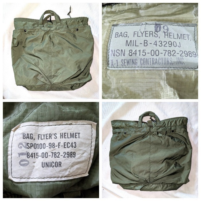 Lot of 2 Minty VTG US Military Flyers Helmet Bags for Totes & Motorcycle Helmets