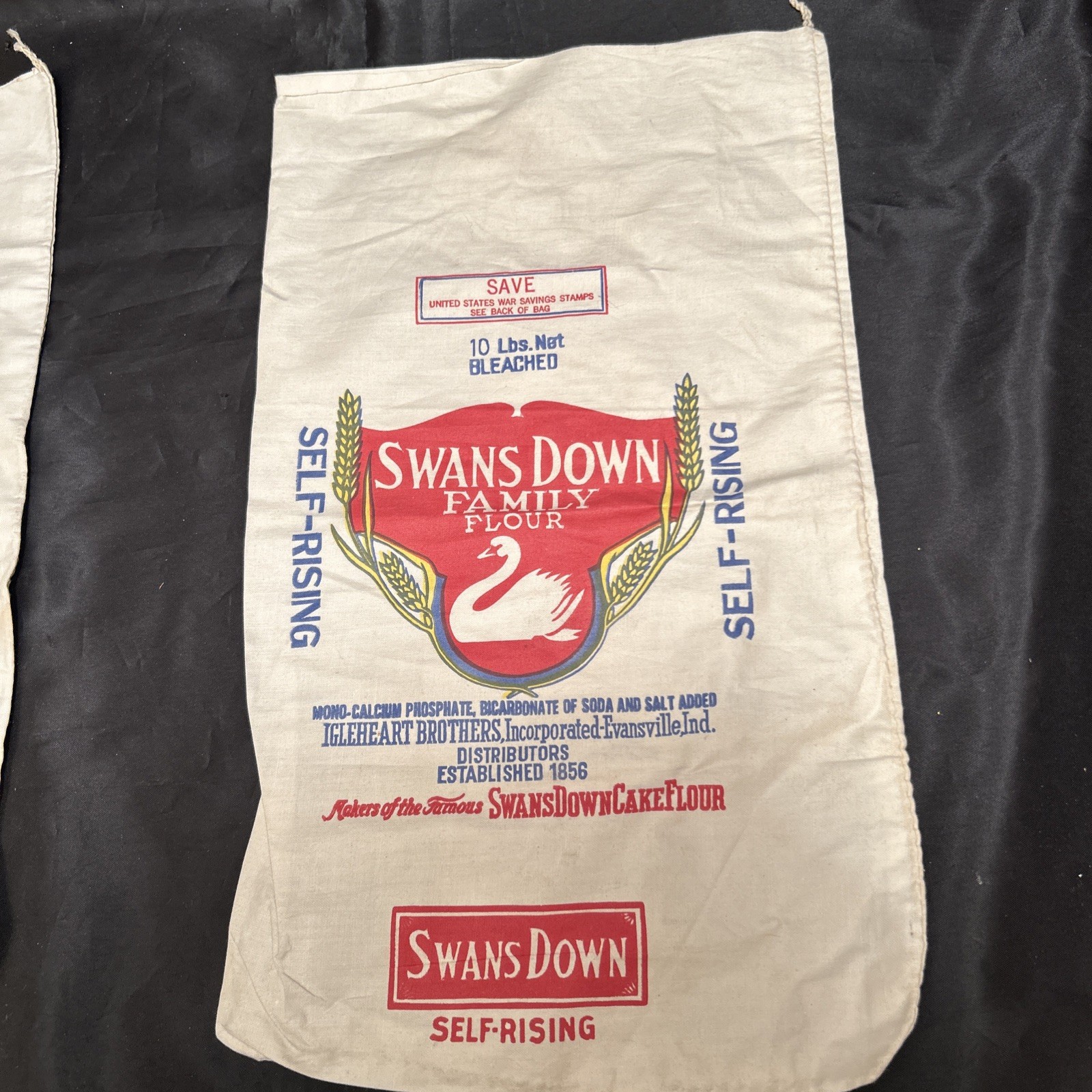 Vintage War Era Swans Down Flour Sack Advertising Evansville Indiana