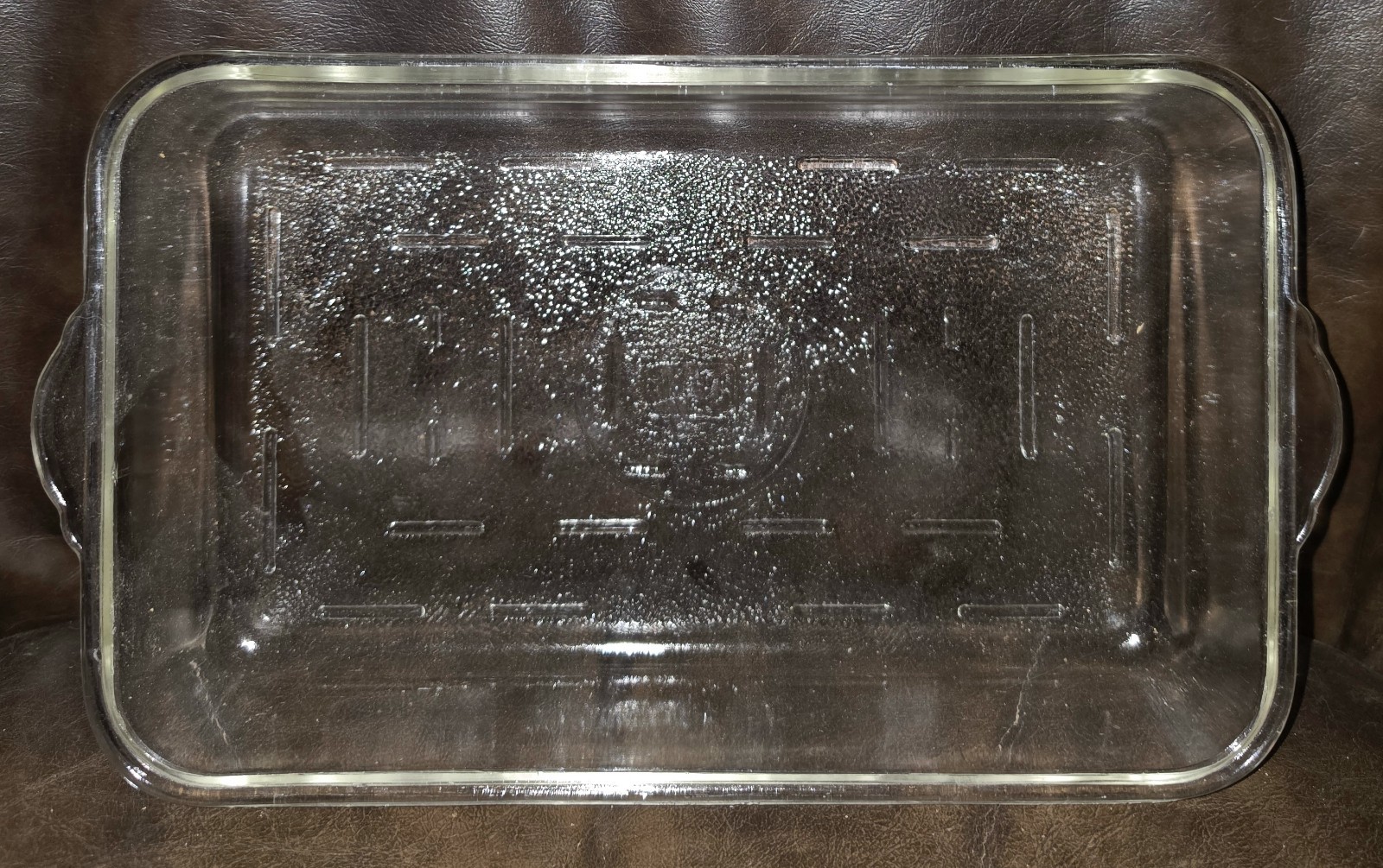 Vintage Glasbake 264 Clear Glass Rectangular Baking Dish Pan Textured 10x6x2
