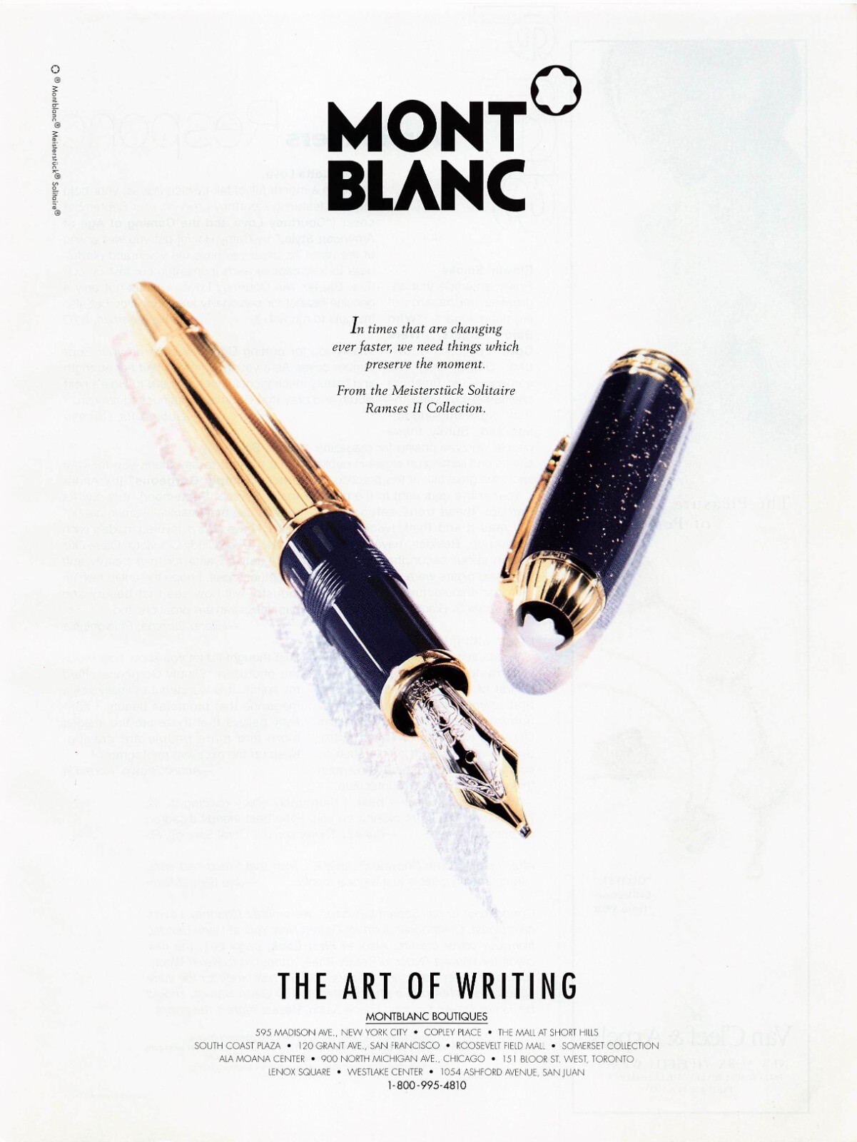 Mont Blanc Fountain Pen Meisterstück Solitaire Ramses II 1997 Vtg Mag Print Ad