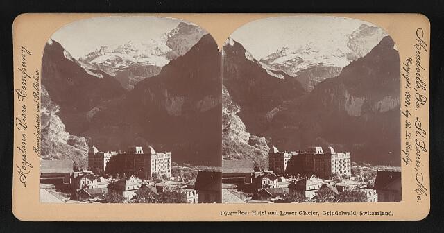 Photo:Grindelwald Switzerland Bear Hotel Lower Glacier 1900s Stereoview