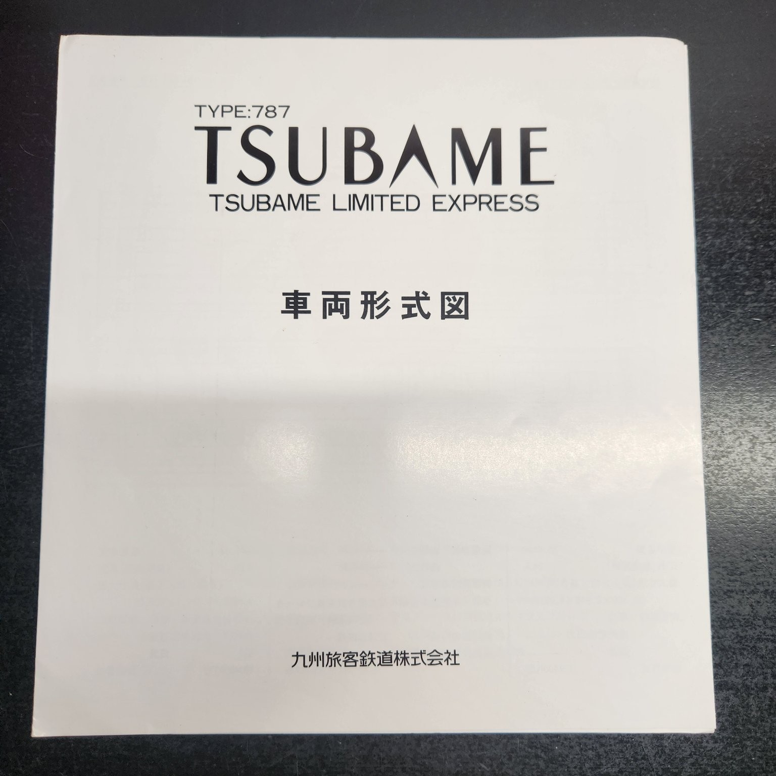 JR Kyushu 787 Series Tsubame Limited Express Vehicle Diagram Ephemera Japan