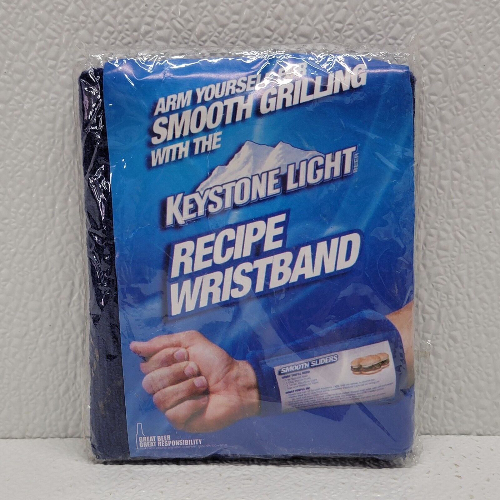 Keystone Light Beer Blue Recipe Wristband Summer Grilling Novelty NEW 