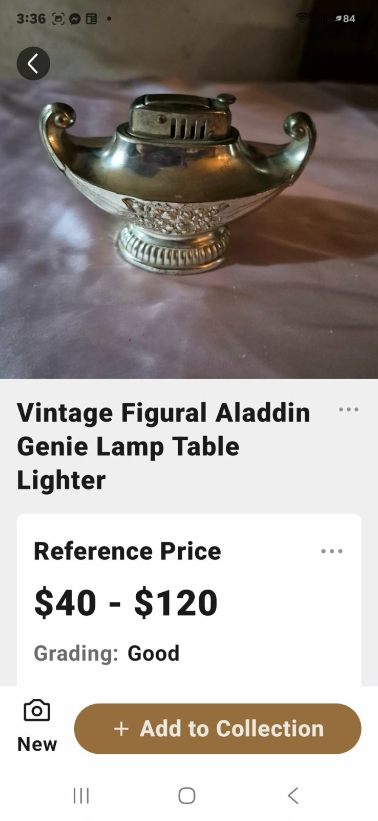 Vintage silver plated Aladdin/genie figural table lighter