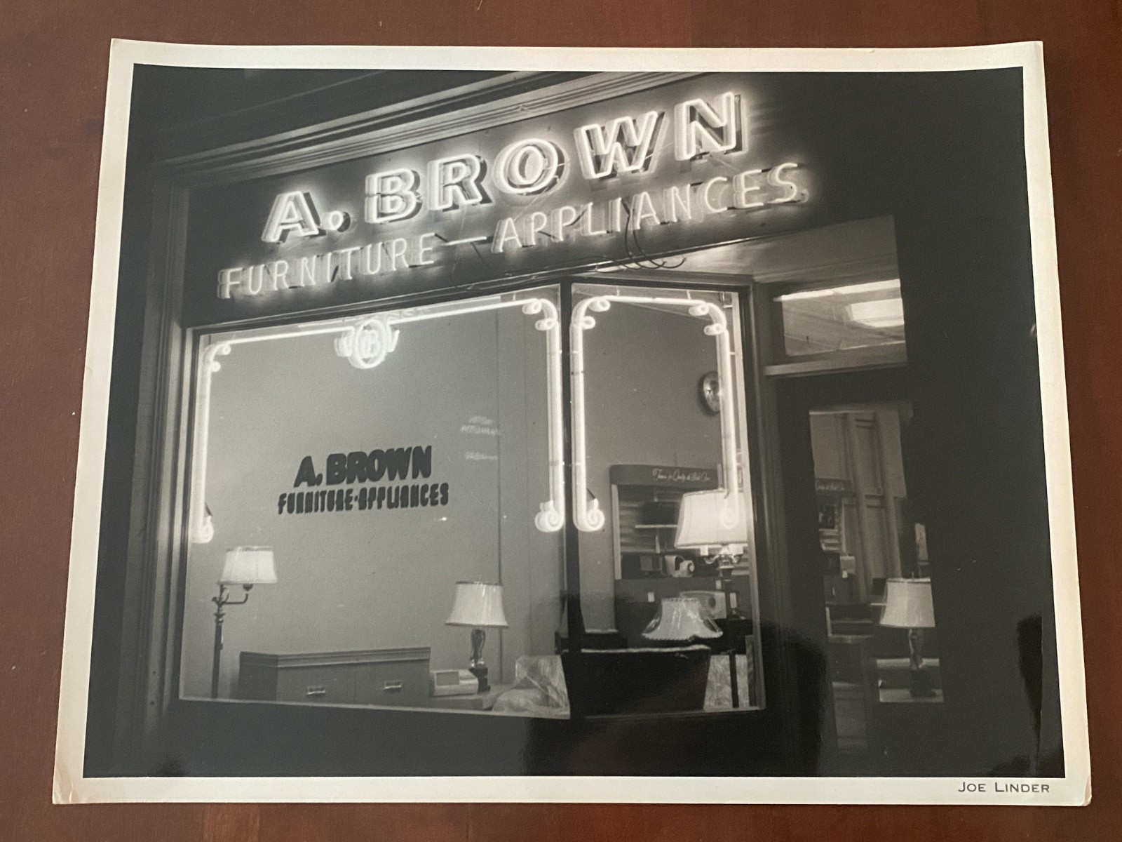 Vintage 1950s A Brown Furniture Store Neon Sign Photo Hamilton Ohio Linder 10x8