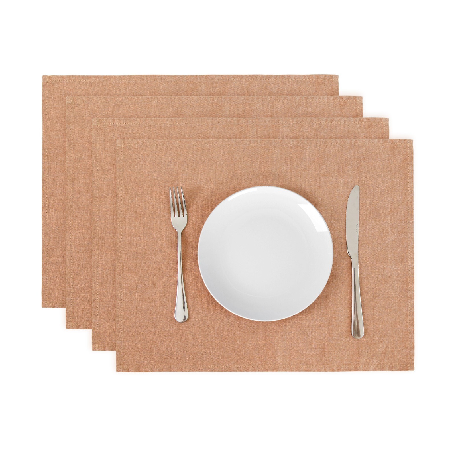 100% Pure Linen Natural Placemats 14 x 18 Inch Eco-Friendly Table Mats Set of 4