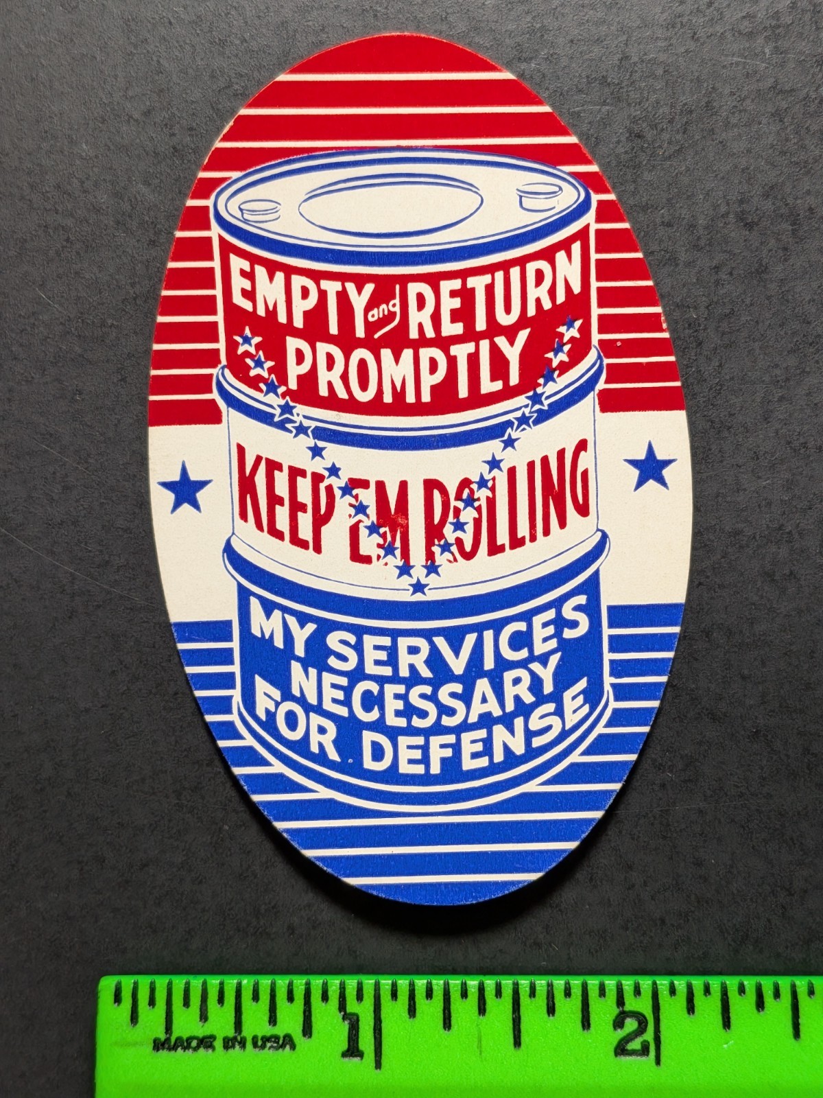 Vintage Keep em Rolling Oil For the War Machine Poster Stamp