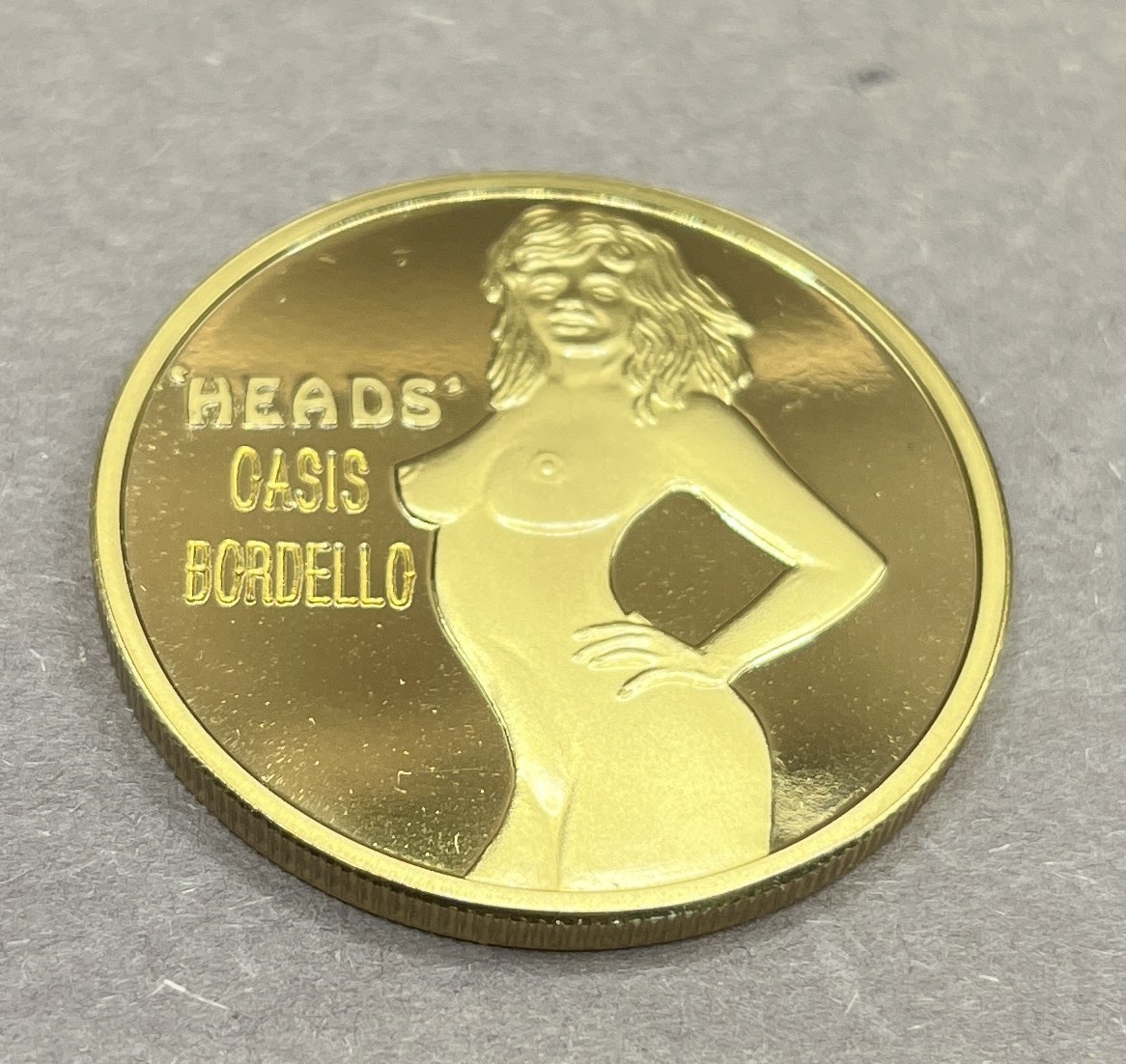 Oasis Bordello Wallace ID Challenge Coin Head Tails Vintage Idaho Brothel 1.5
