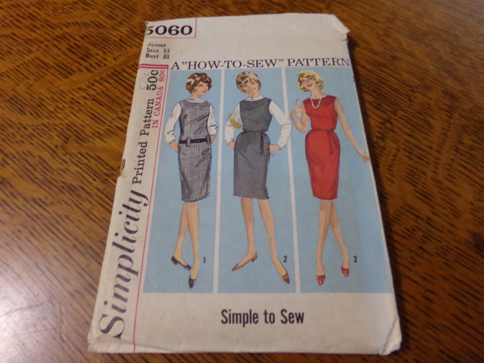 1960's Simplicity Junior straight line jumper or dress pattern, complete size 13