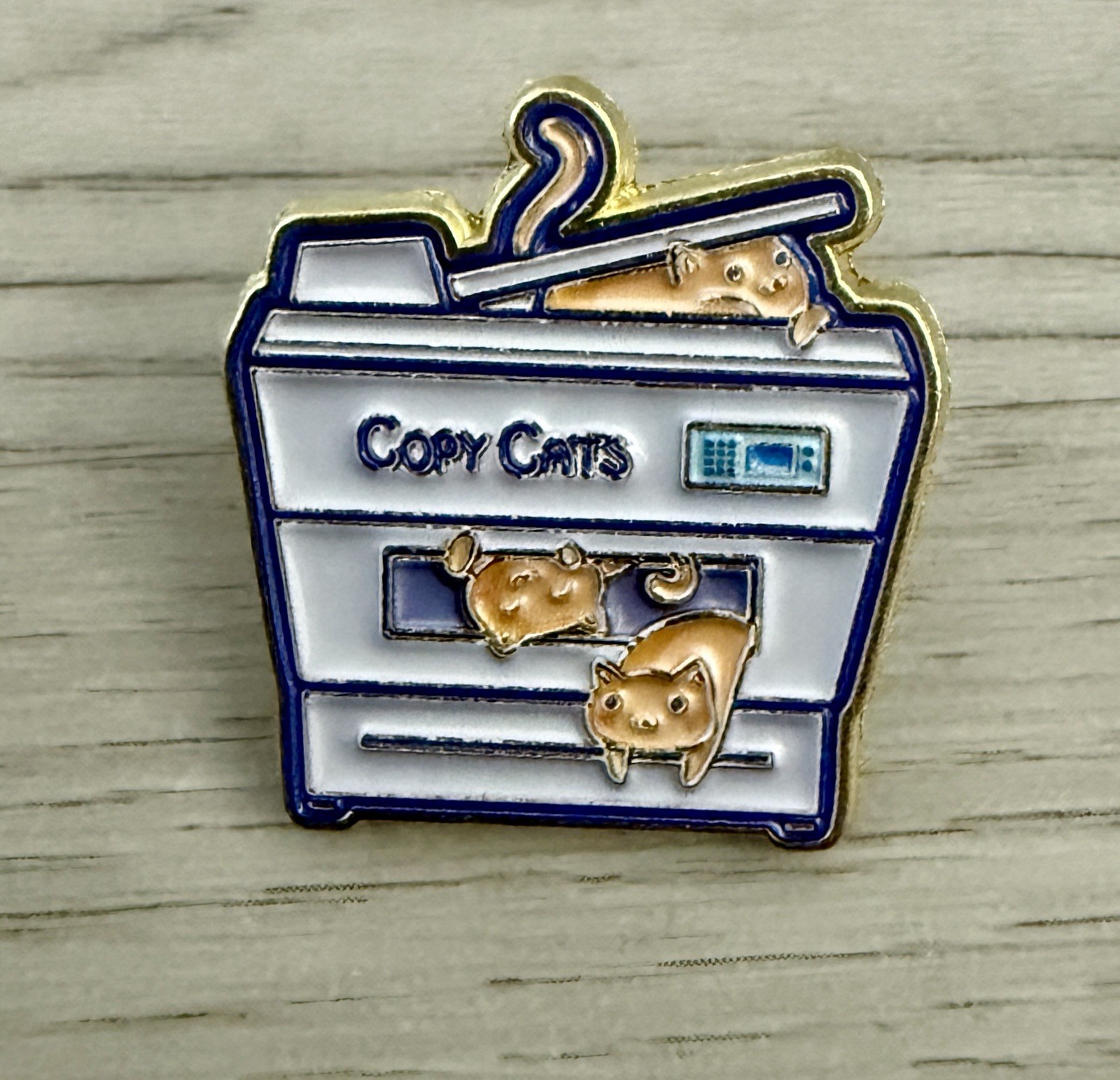New Copy Cats Pin Badge Cute Kitty Machine Office Work Humor Kawaii Cute Gift