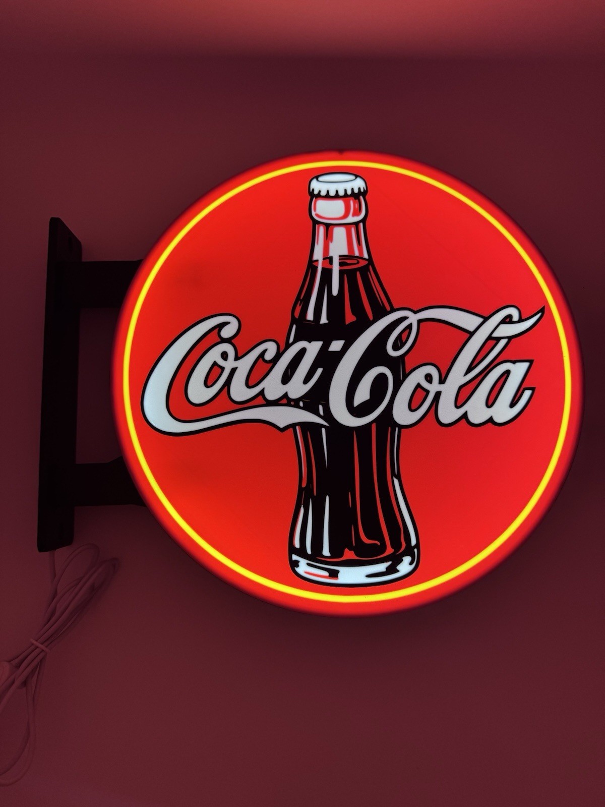 Coca Cola Classic Pub Style Dual Side Light Up LED Sign Bar Man Cave Wall Decor
