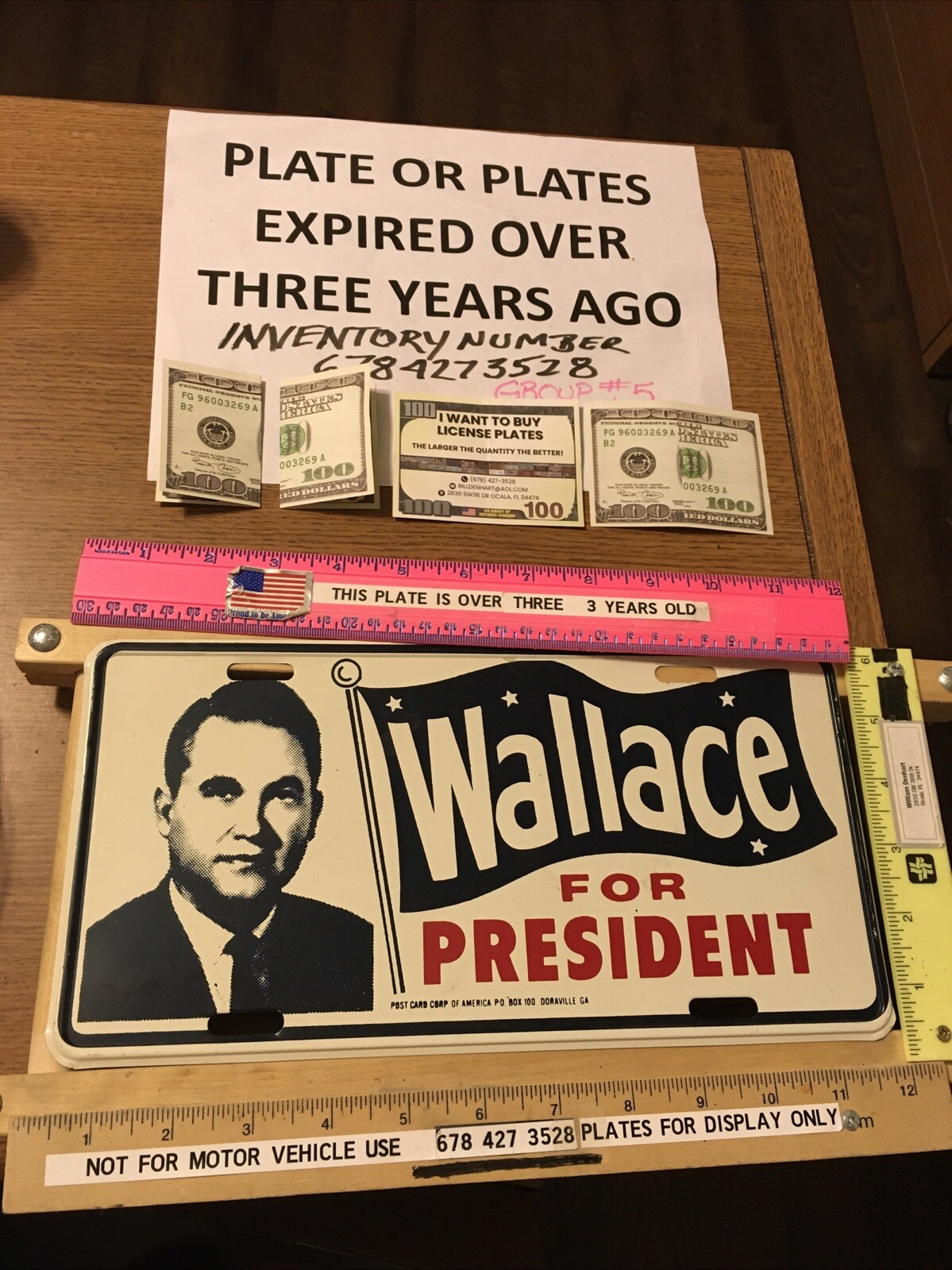 Vintage Likely 1968 GEORGE WALLACE FOR PRESIDENT. LICENSE PLATE, MINT CONDITION. Vintage Likely 1968 GEORGE WALLACE FOR PRESIDENT. LICENSE PLATE, MINT CONDITION.