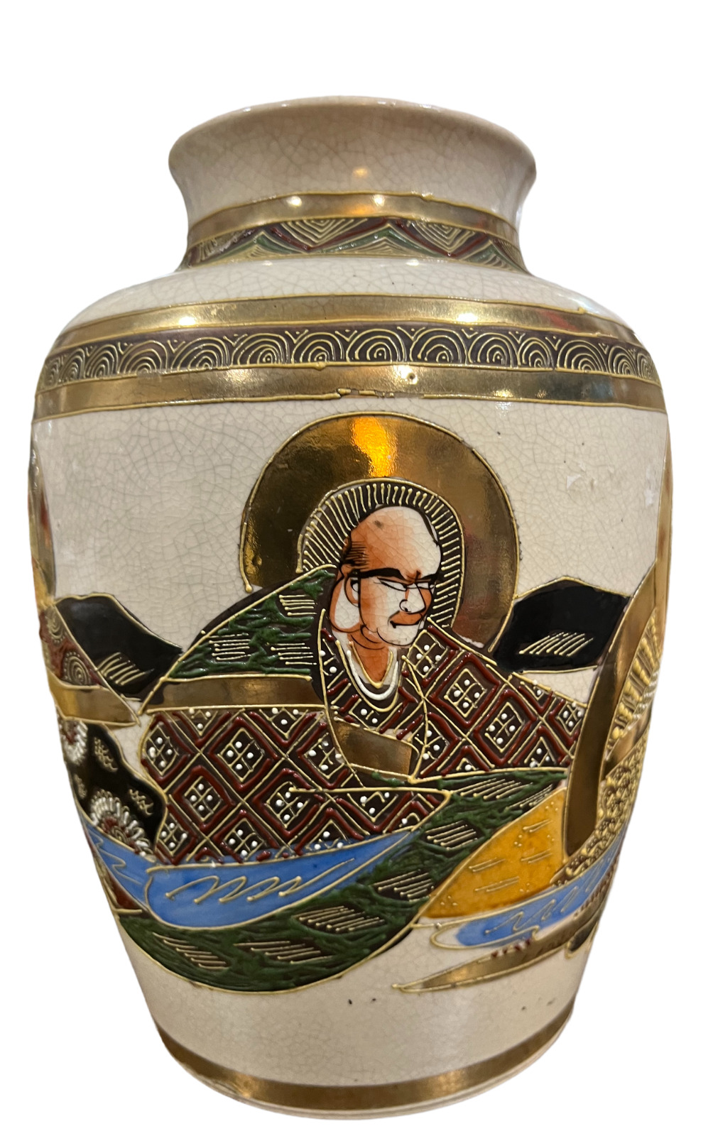 Japanese Satsuma Vase 1920s-40s - Vintage Moriage Porcelain Vase