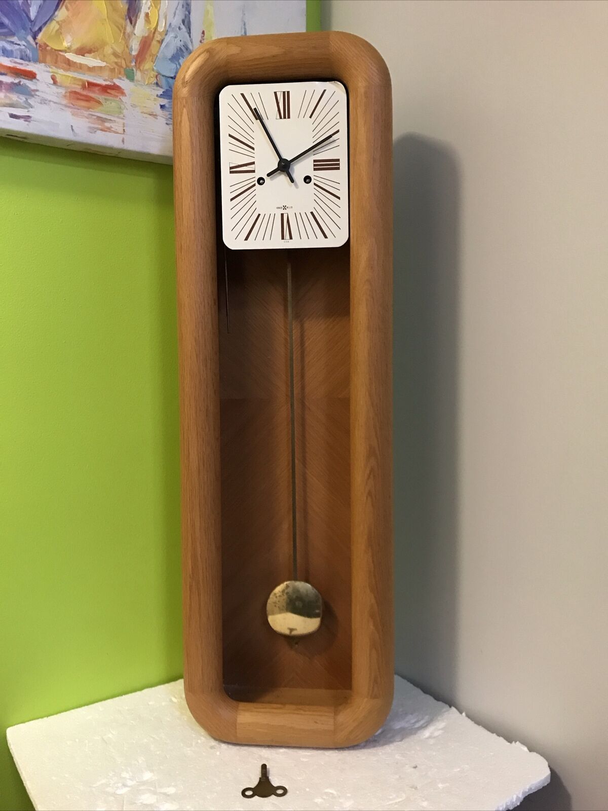Clock - Mid Century Howard Miller by Arthur Umanoff Pendulum Wall - Oak Case 622
